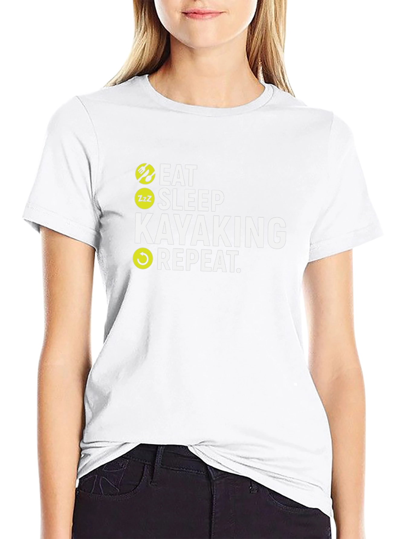 Eat Sleep Kayaking Repeat Black T-Shirt