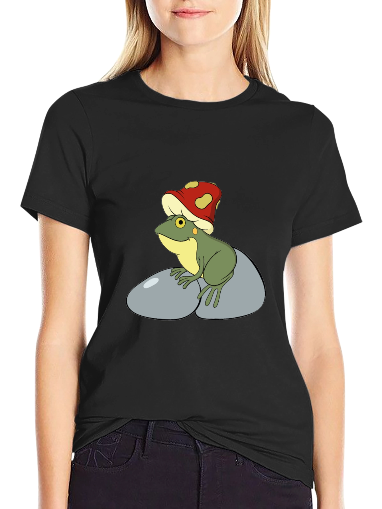 Frog with Mushroom Hat Graphic Tee