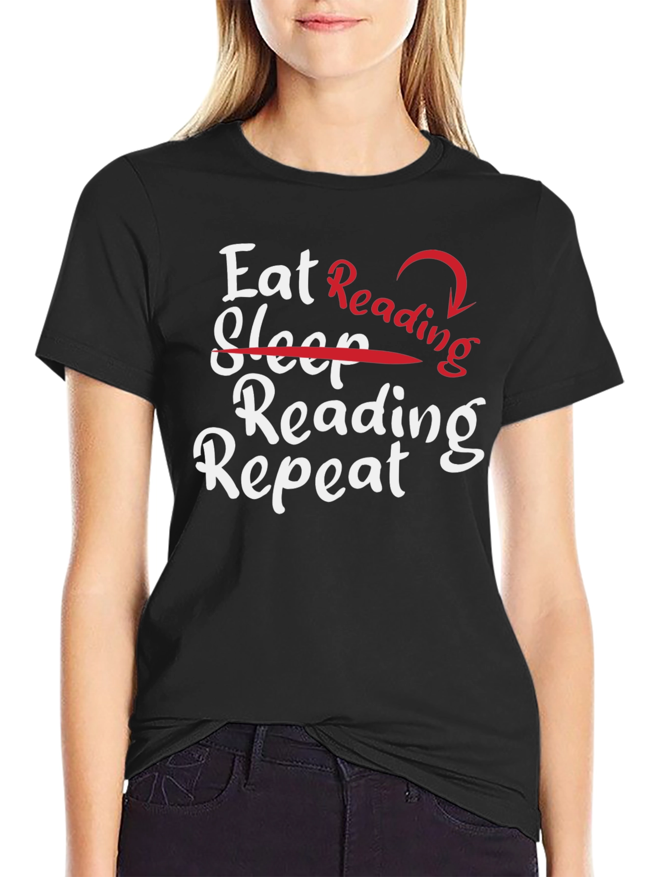Eat Reading Repeat Black Graphic Tee