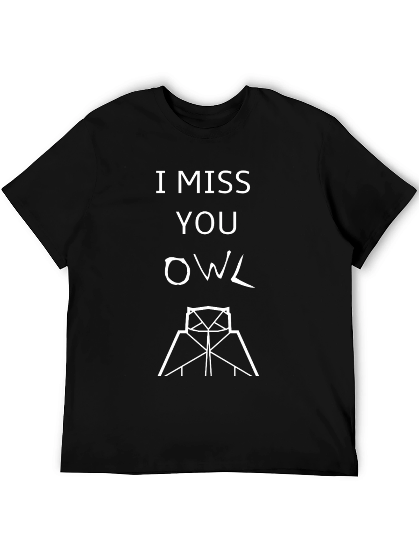I Miss You Owl T-Shirt - Black Graphic Tee