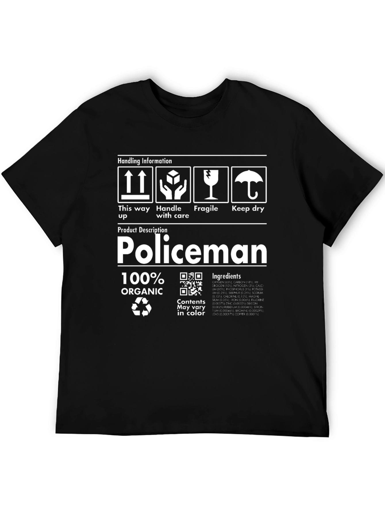 Policeman 100% Organic T-Shirt - Funny Novelty Tee
