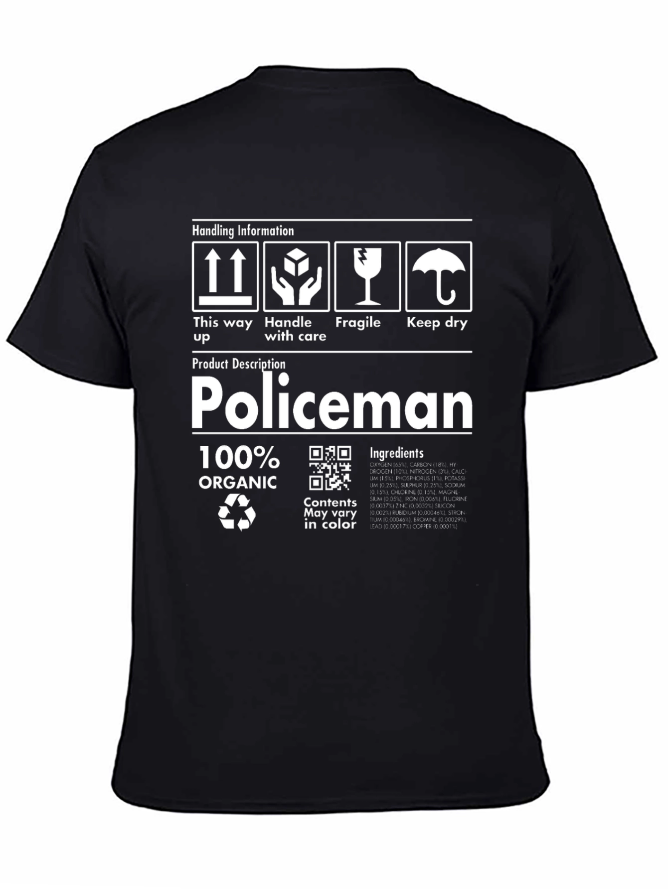 Policeman 100% Organic T-Shirt - Funny Novelty Tee