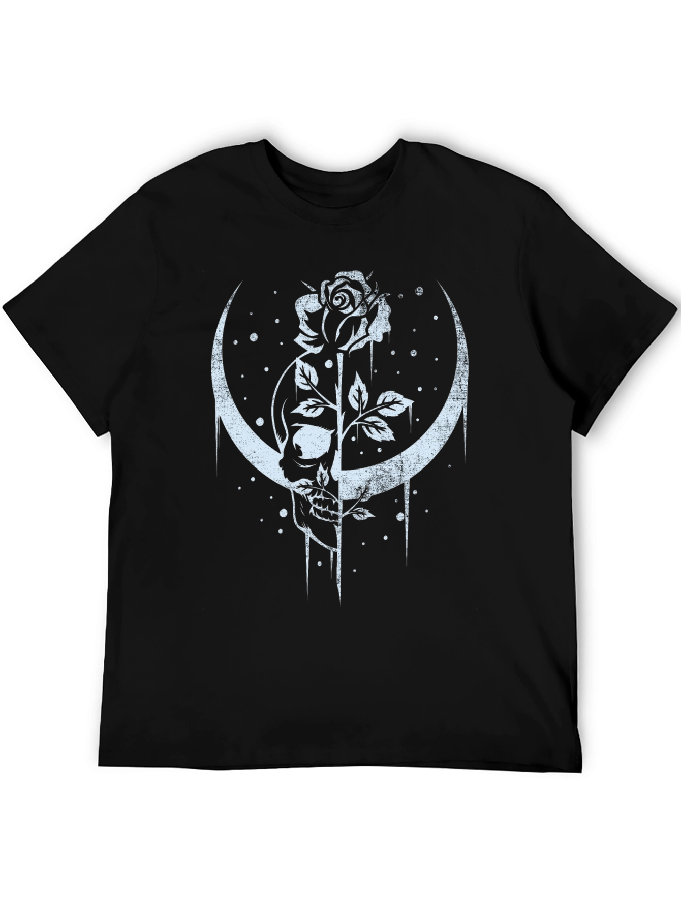 Skull and Rose Graphic Tee - Crescent Moon Design