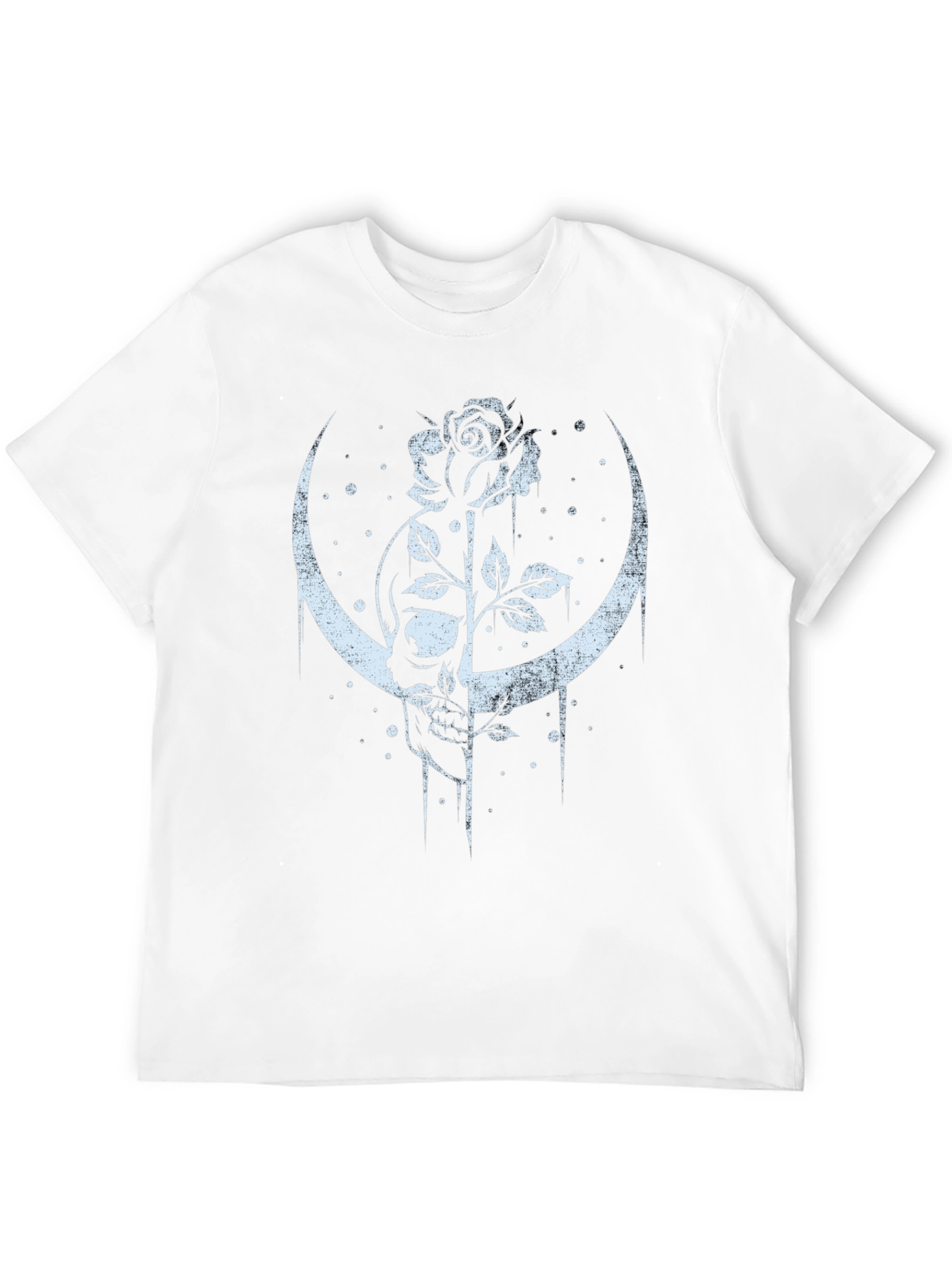 Skull and Rose Graphic Tee - Crescent Moon Design