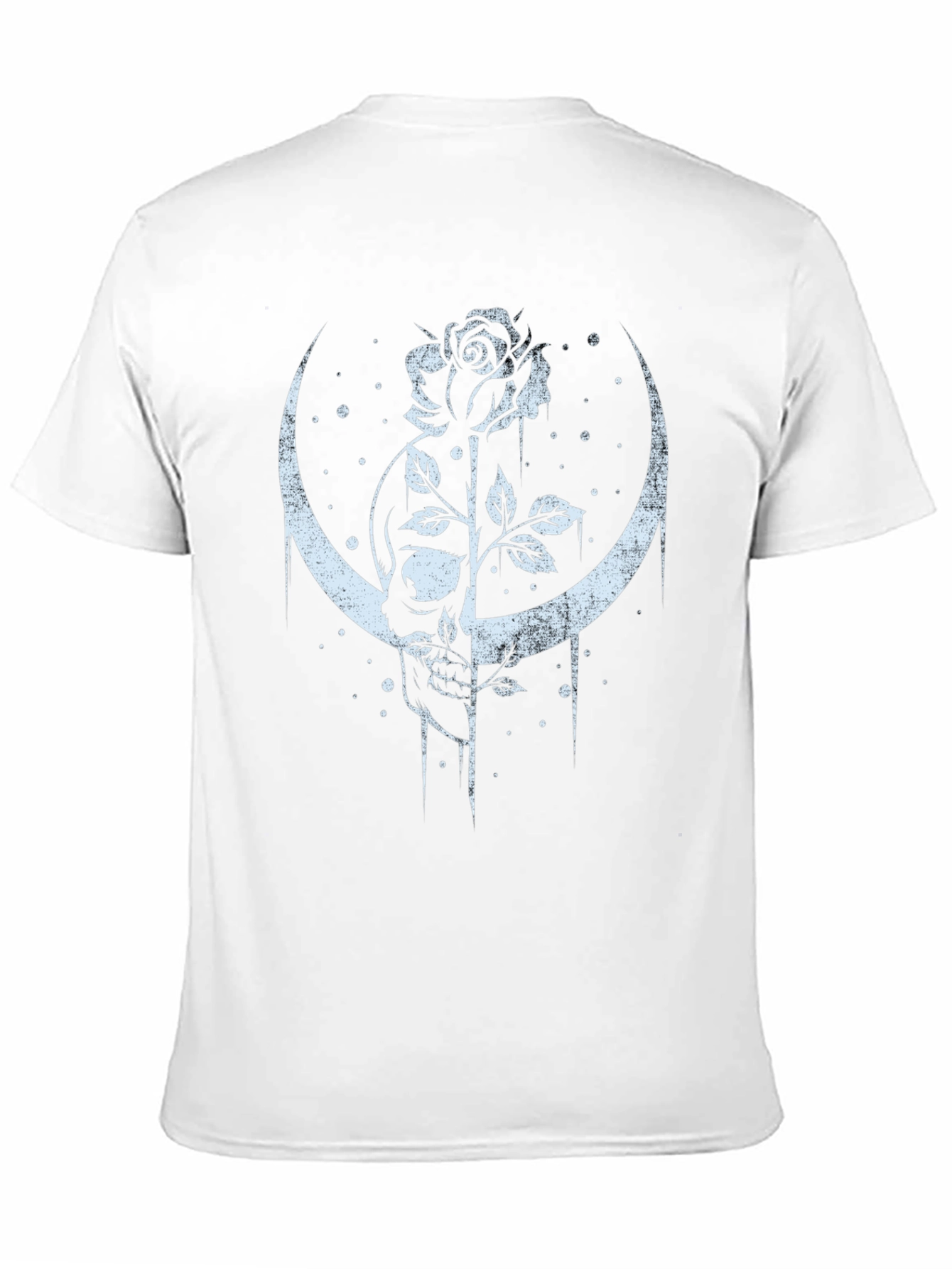 Skull and Rose Graphic Tee - Crescent Moon Design