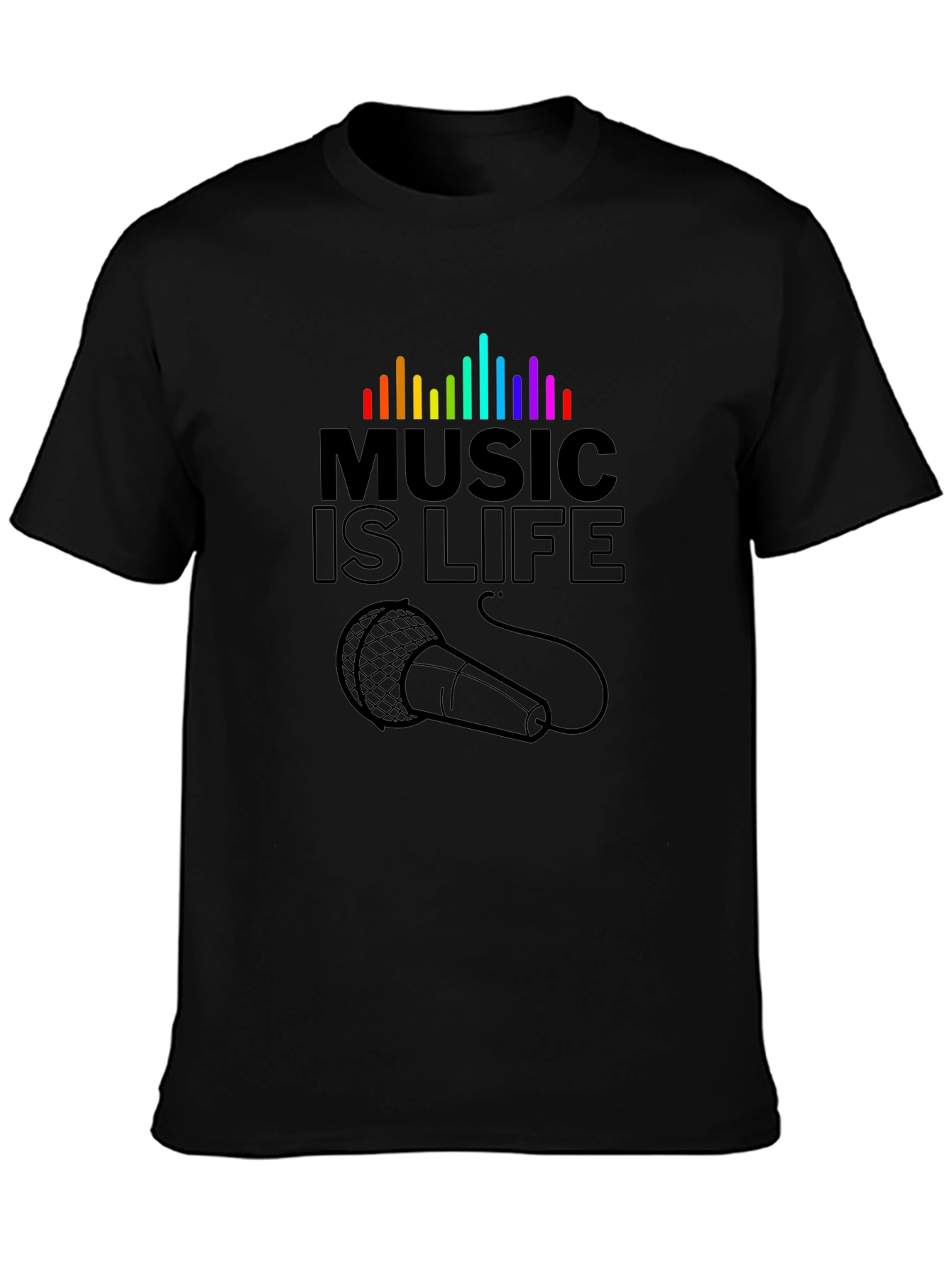 Music is Life Graphic T-Shirt - Black