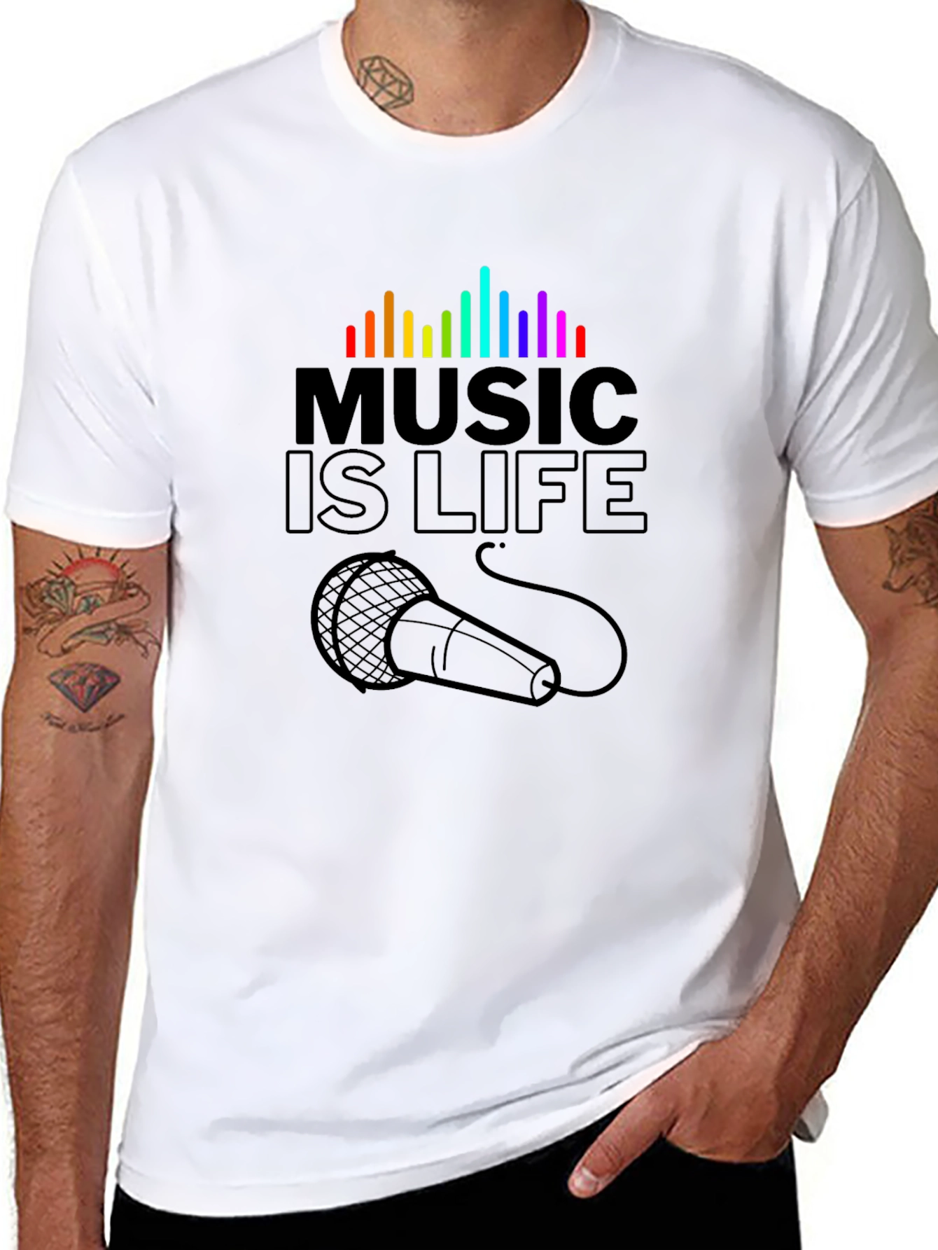 Music is Life Graphic T-Shirt - Black