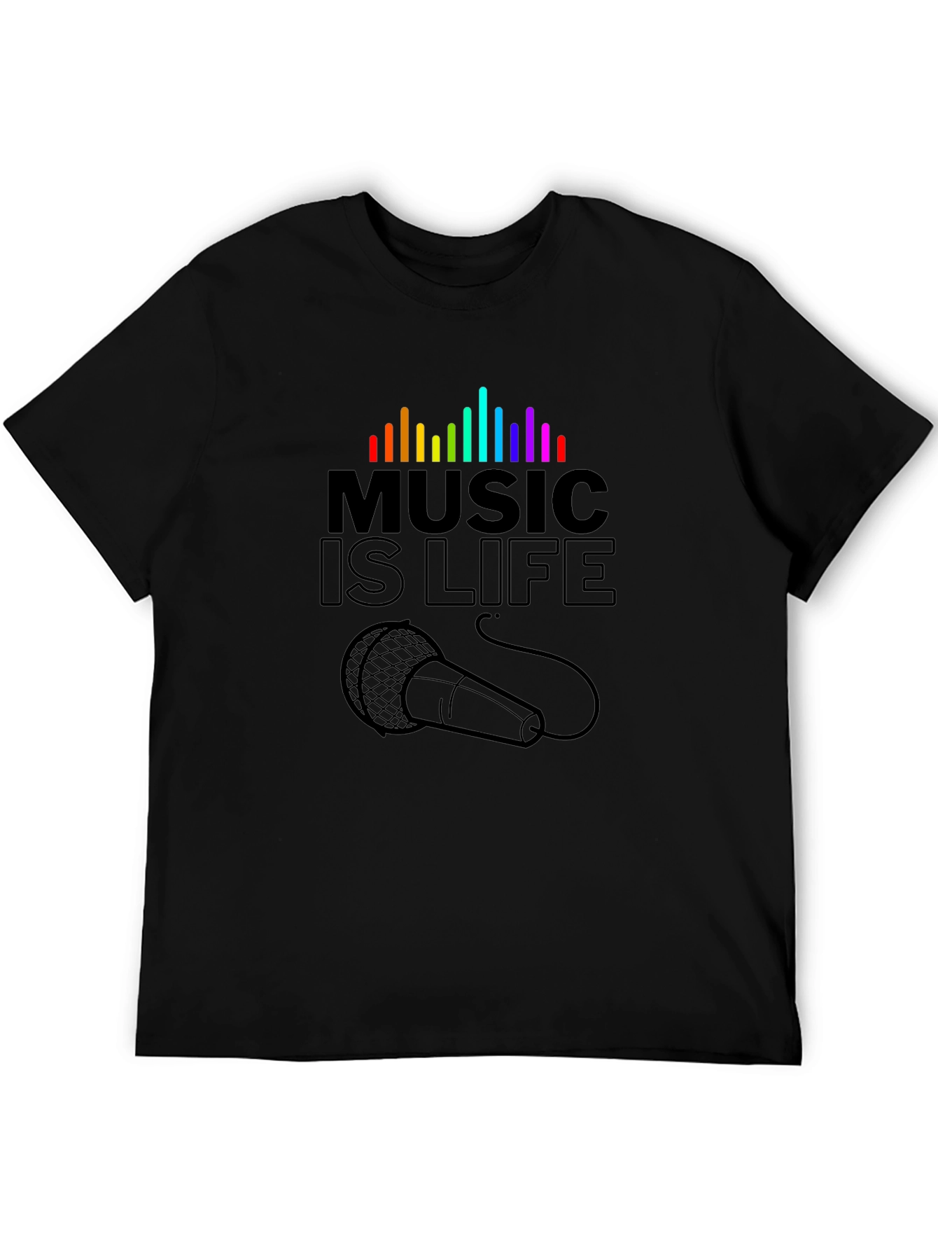 Music is Life Graphic T-Shirt - Black