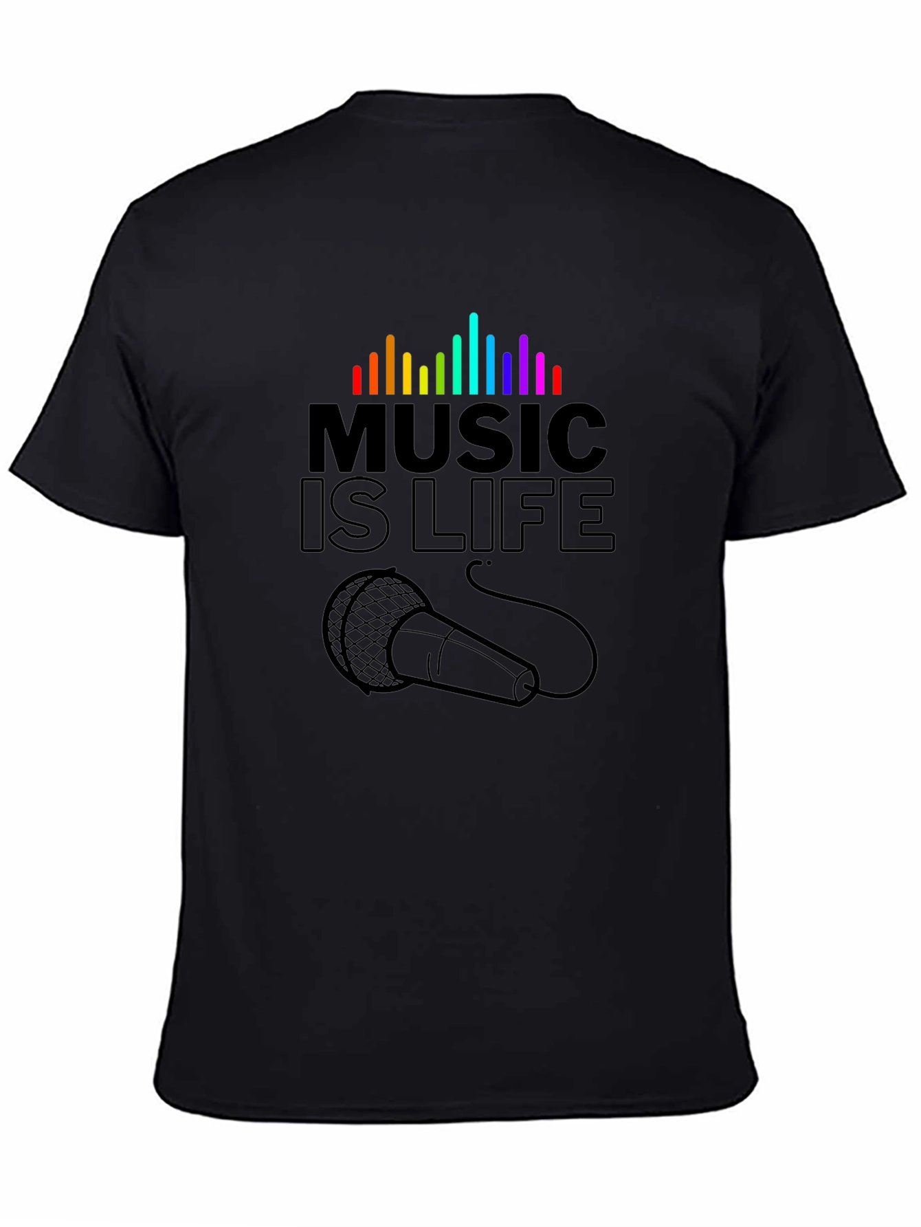 Music is Life Graphic T-Shirt - Black