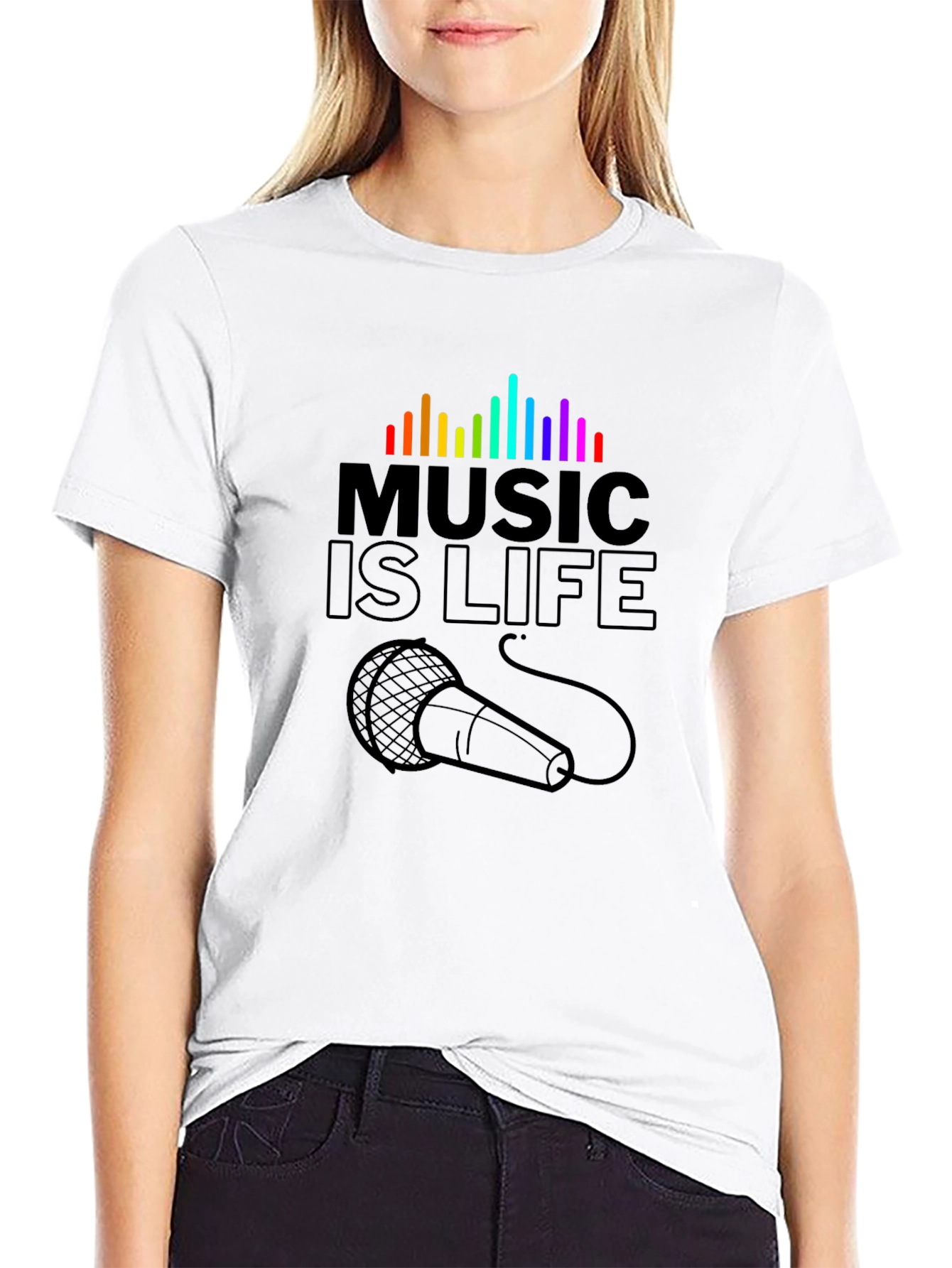Music is Life Graphic T-Shirt - Black