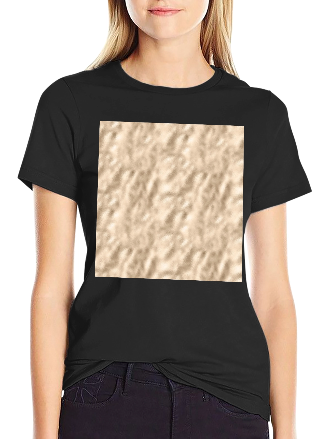 Abstract Texture Print Black T-Shirt