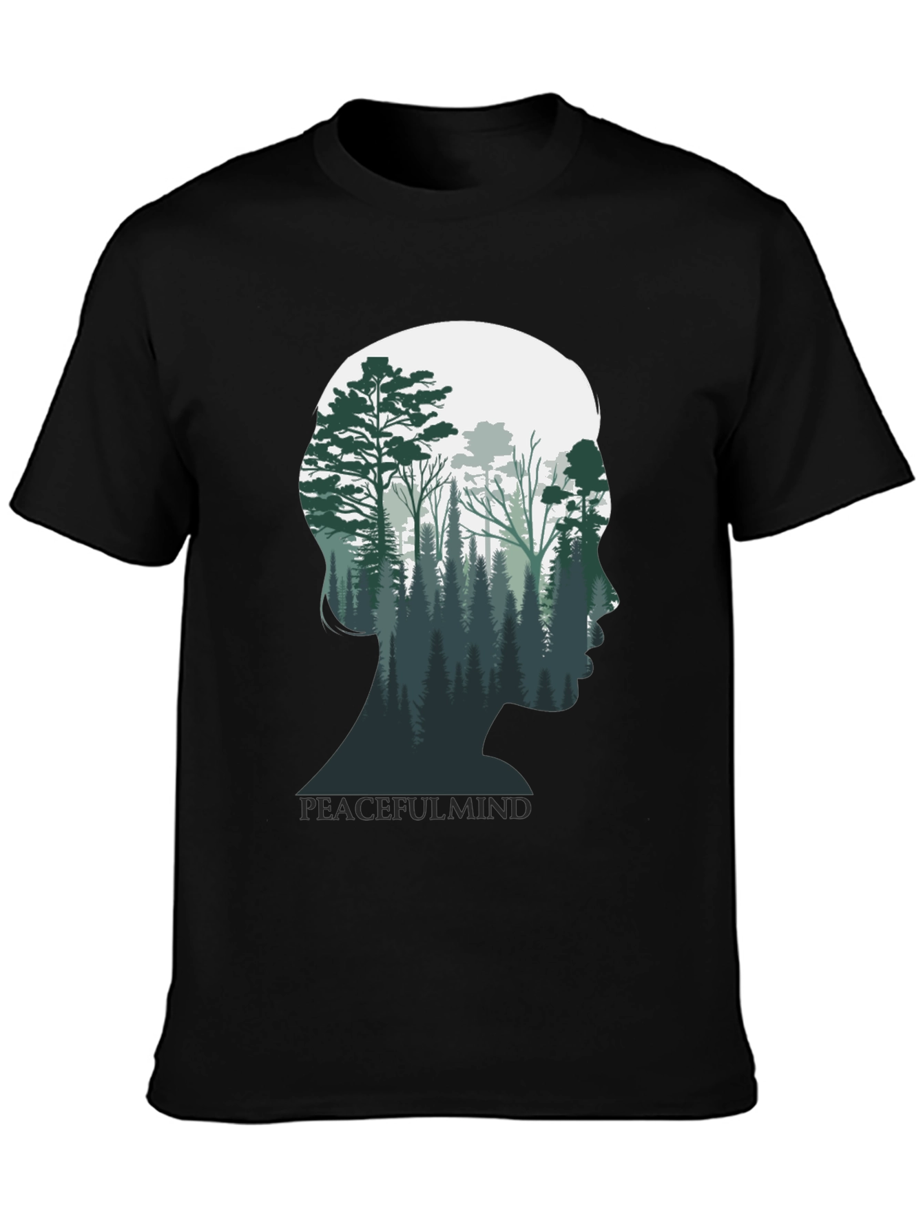 Peaceful Mind Graphic Tee - Forest Silhouette Shirt