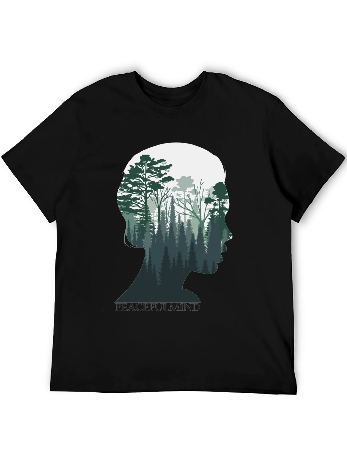 Peaceful Mind Graphic Tee - Forest Silhouette Shirt