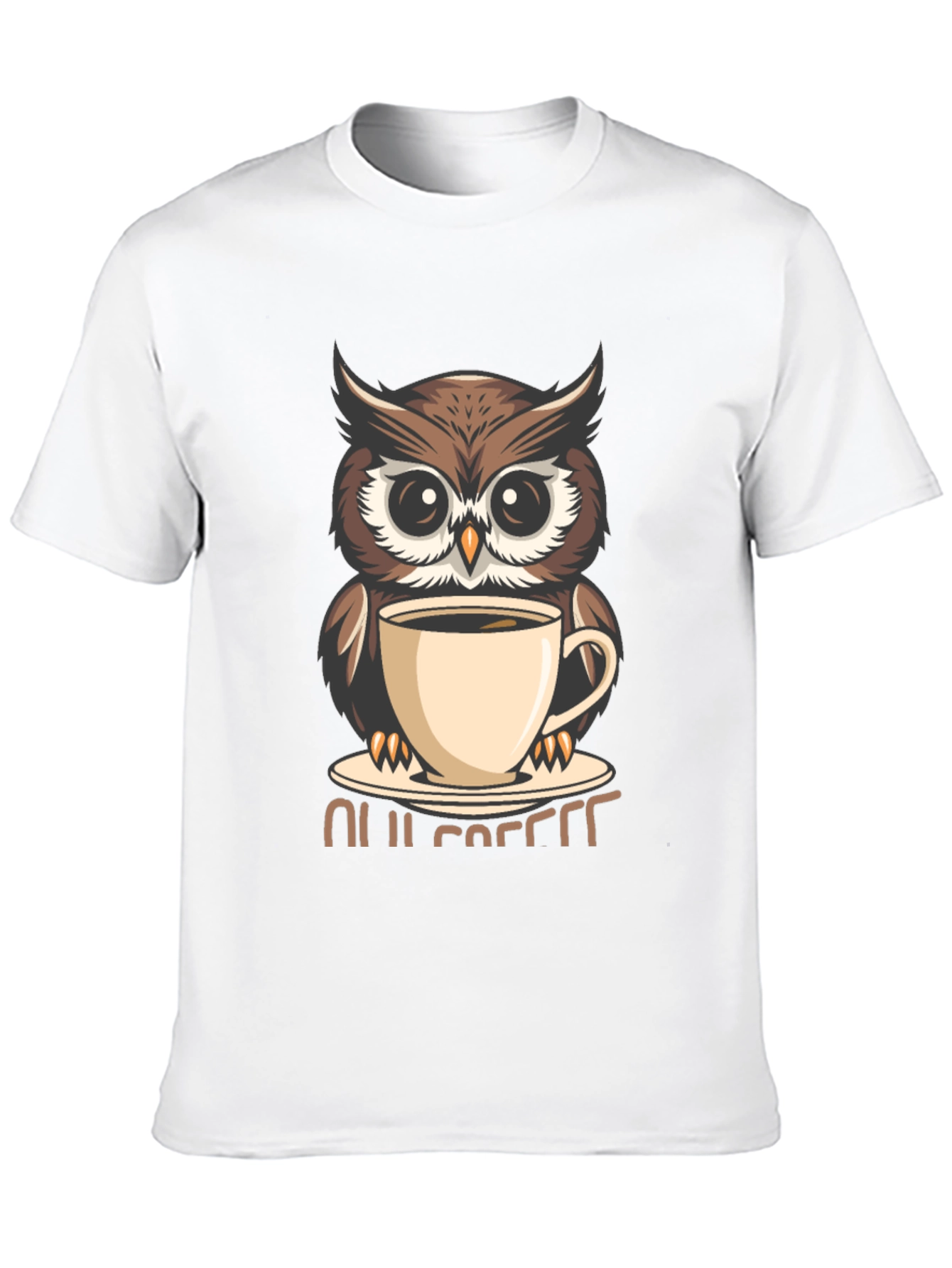 Owl Coffee Lover T-Shirt - Cute Cartoon Design