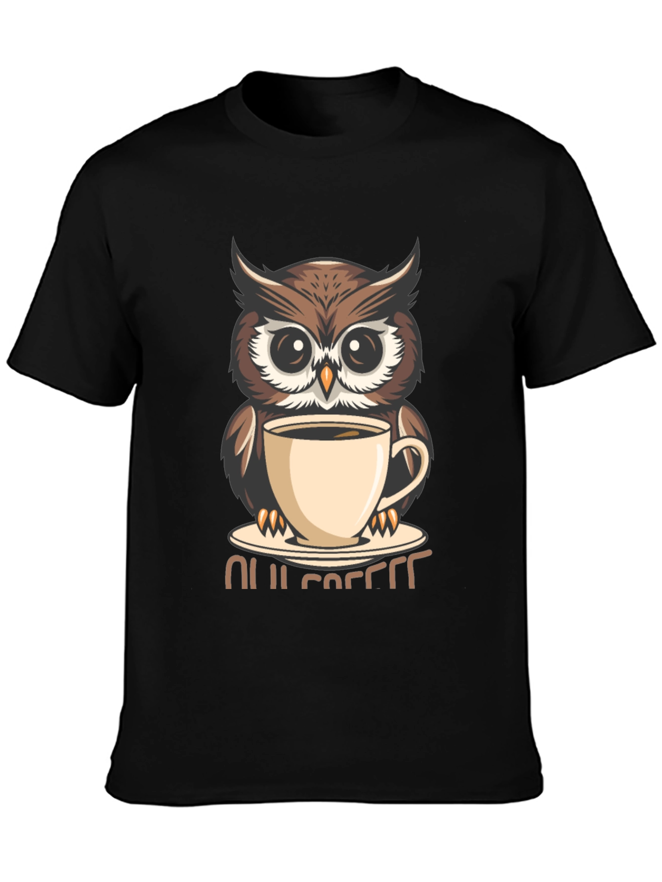 Owl Coffee Lover T-Shirt - Cute Cartoon Design