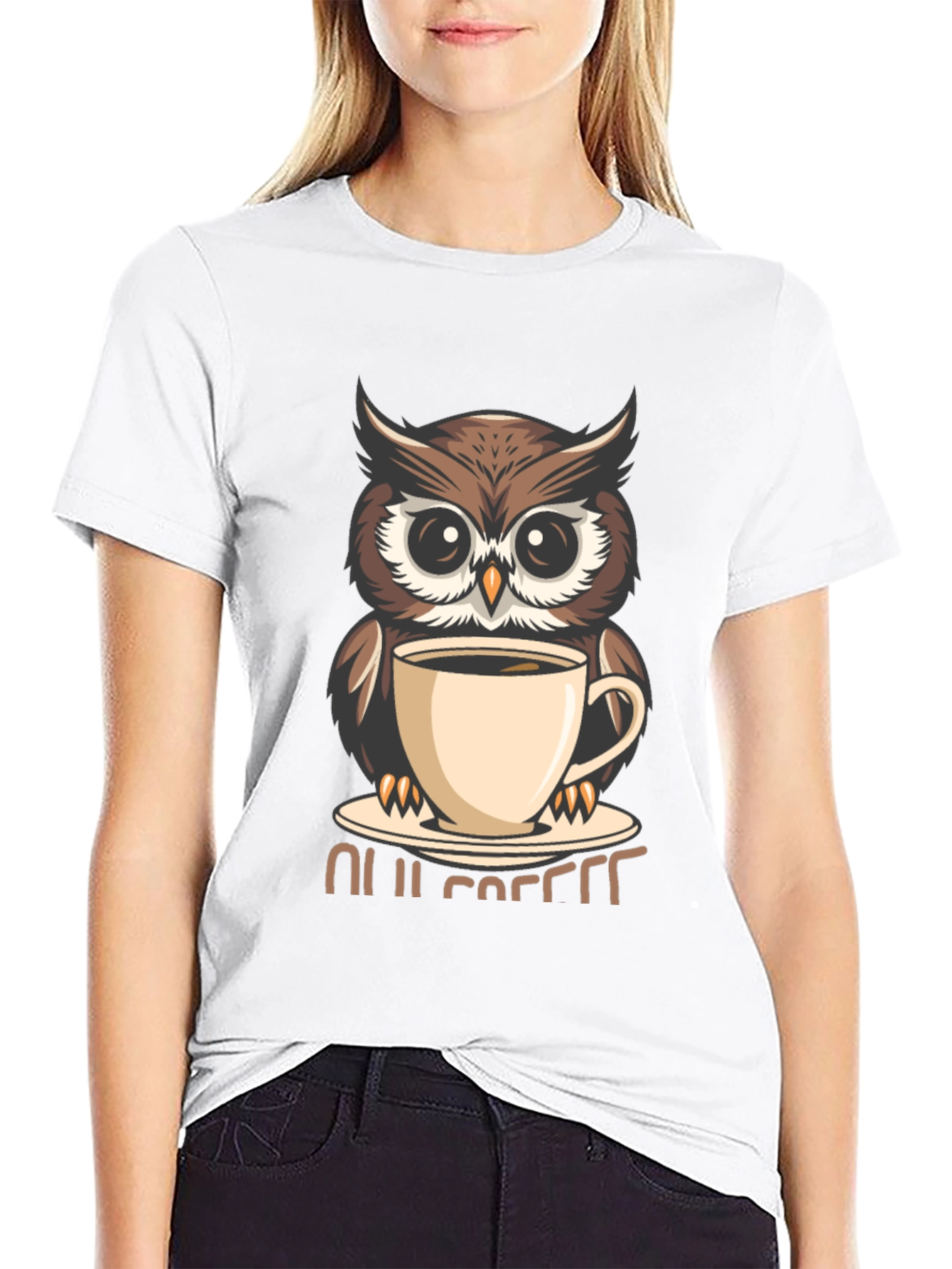 Owl Coffee Lover T-Shirt - Cute Cartoon Design