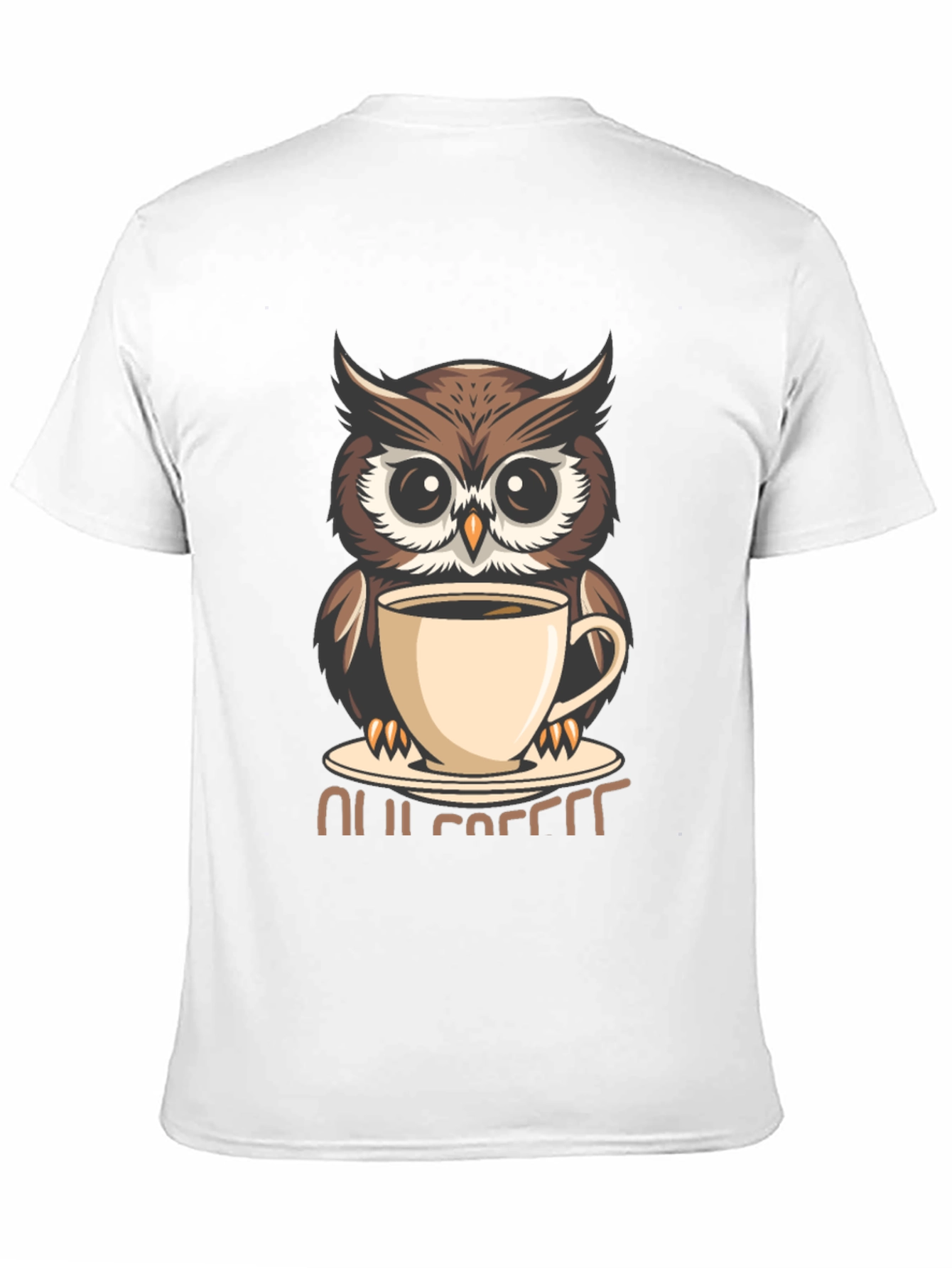 Owl Coffee Lover T-Shirt - Cute Cartoon Design