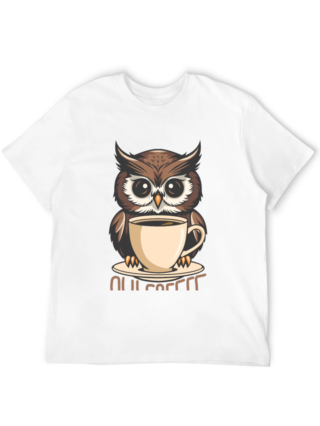 Owl Coffee Lover T-Shirt - Cute Cartoon Design