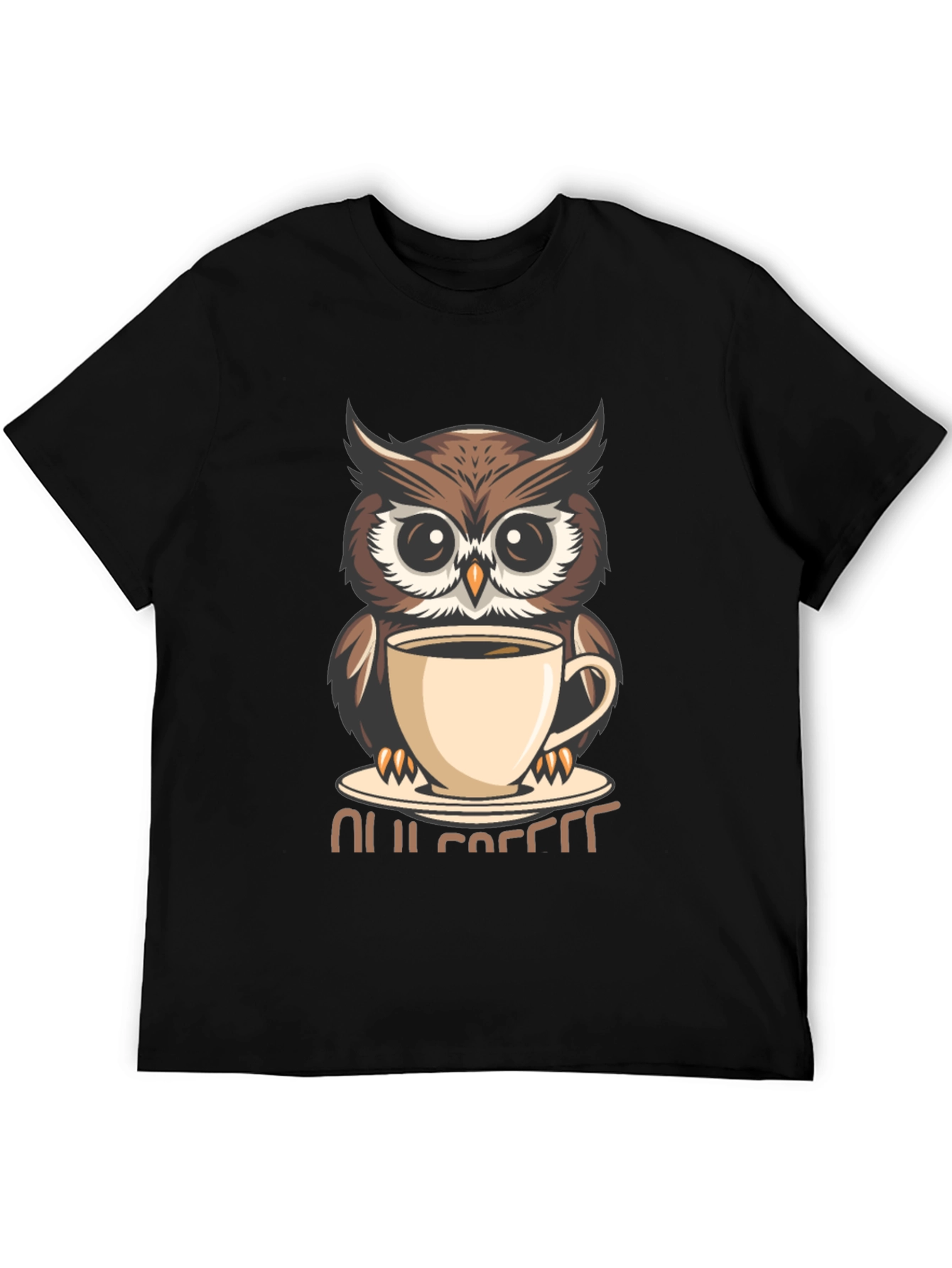 Owl Coffee Lover T-Shirt - Cute Cartoon Design