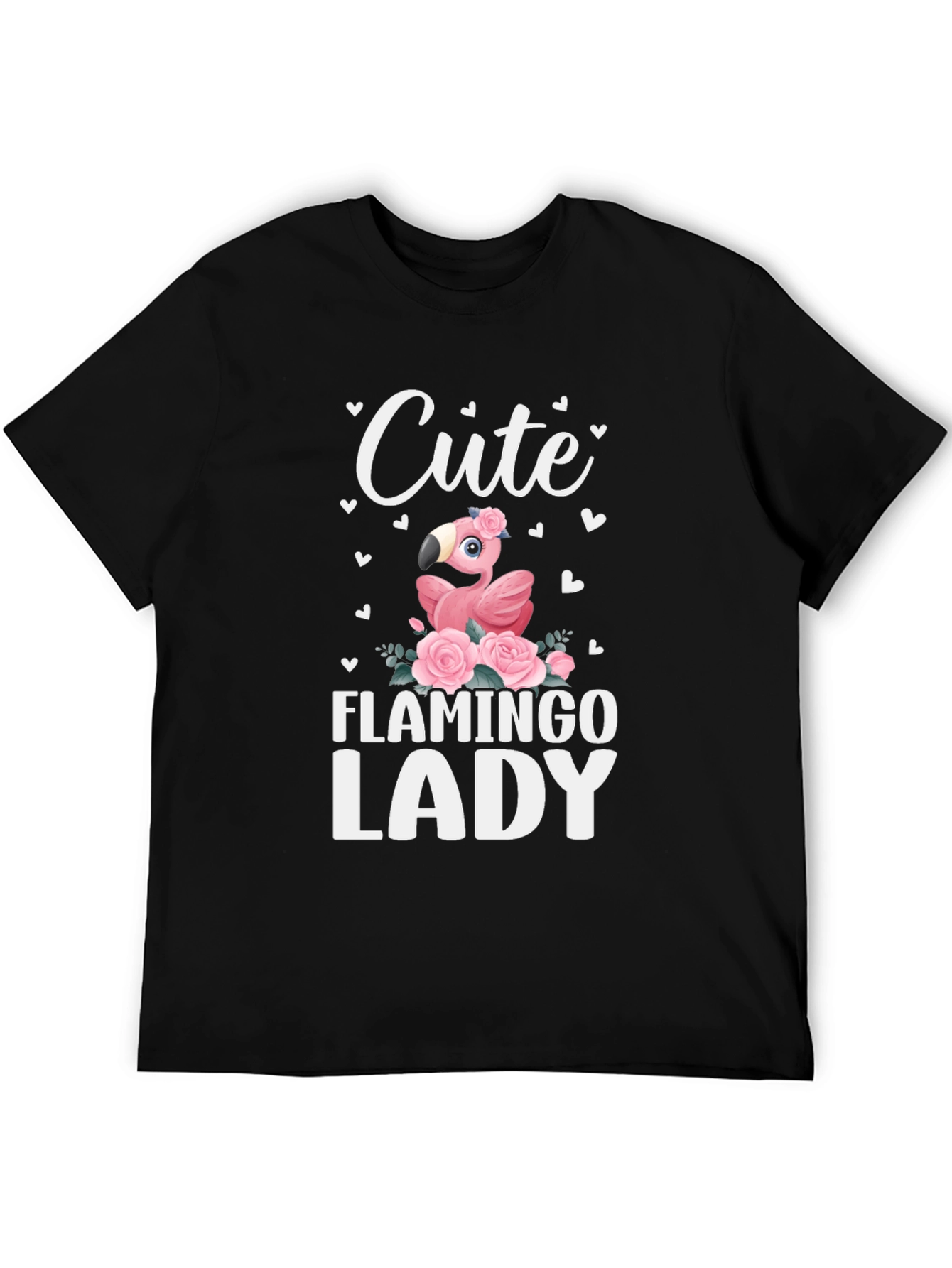 Cute Flamingo Lady Black Graphic Tee