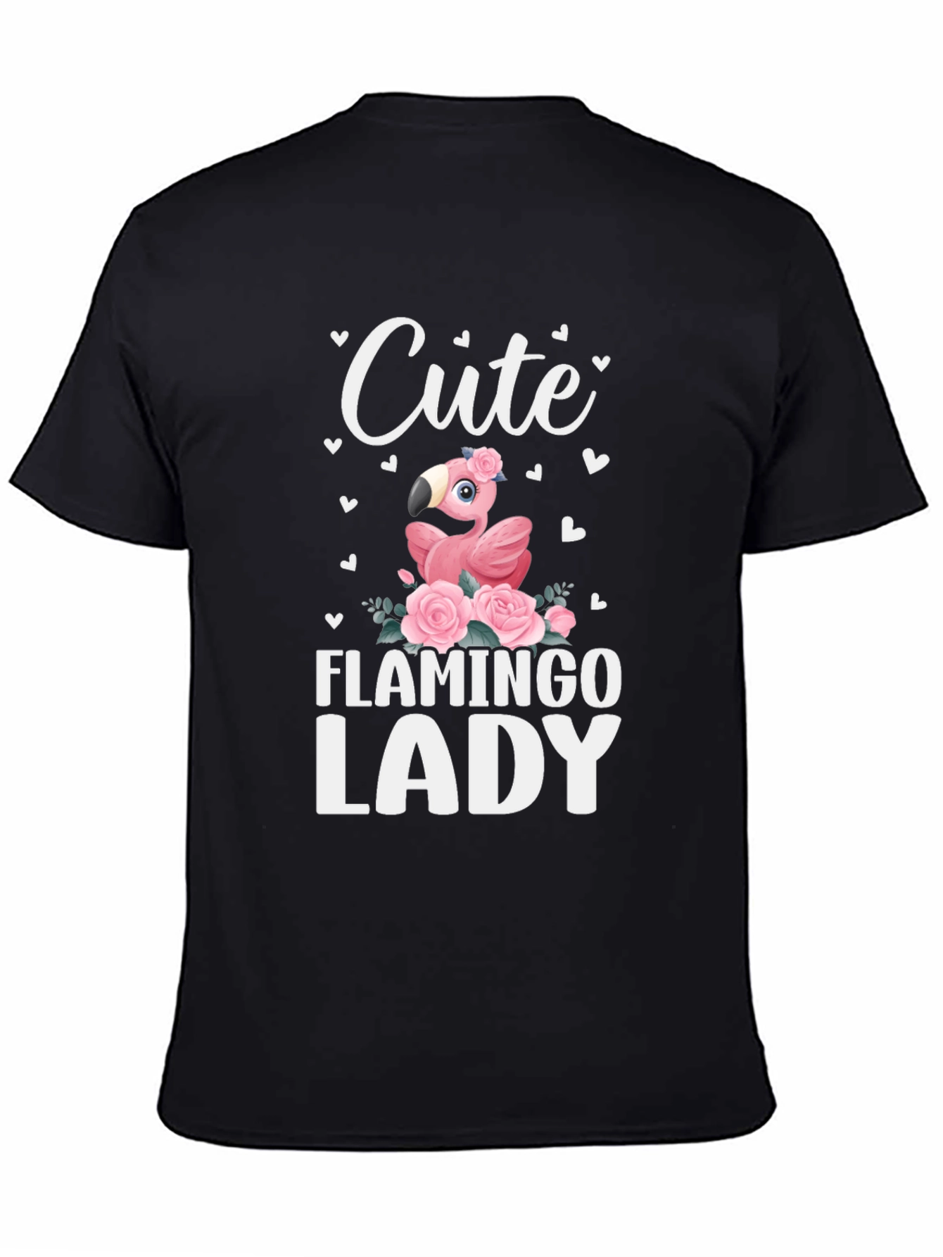 Cute Flamingo Lady Black Graphic Tee