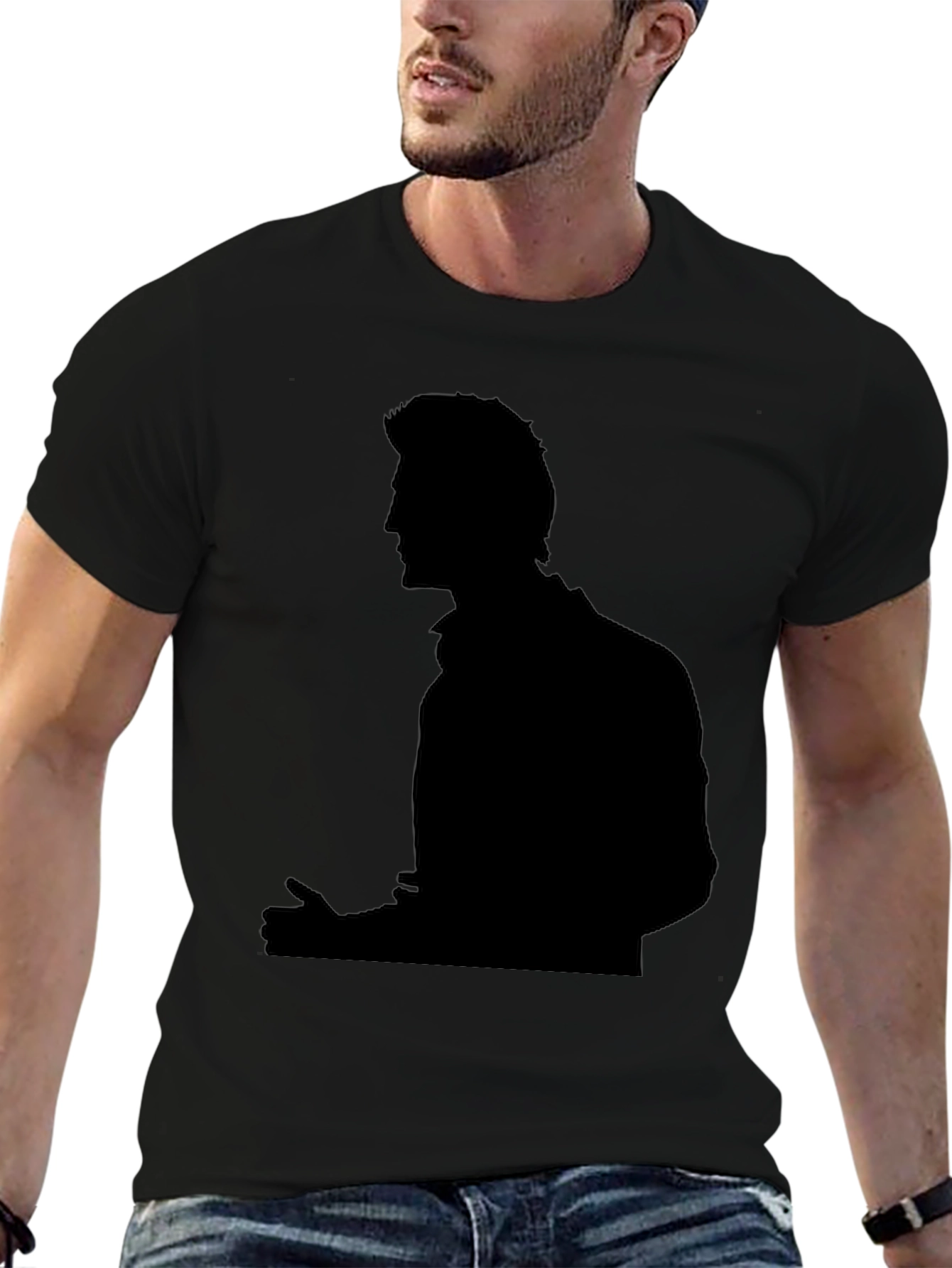 Mens Black Silhouette Graphic T-Shirt