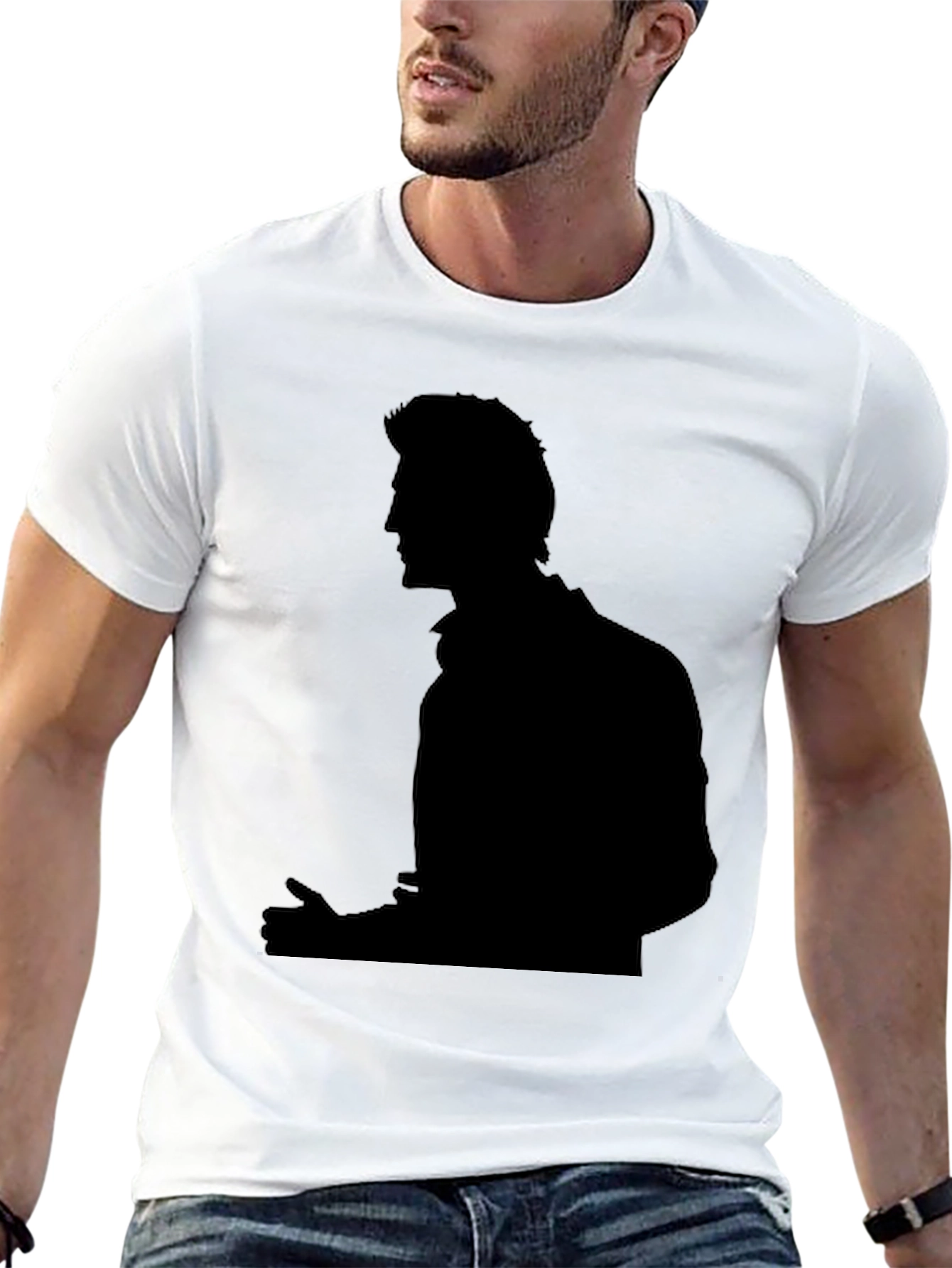 Mens Black Silhouette Graphic T-Shirt