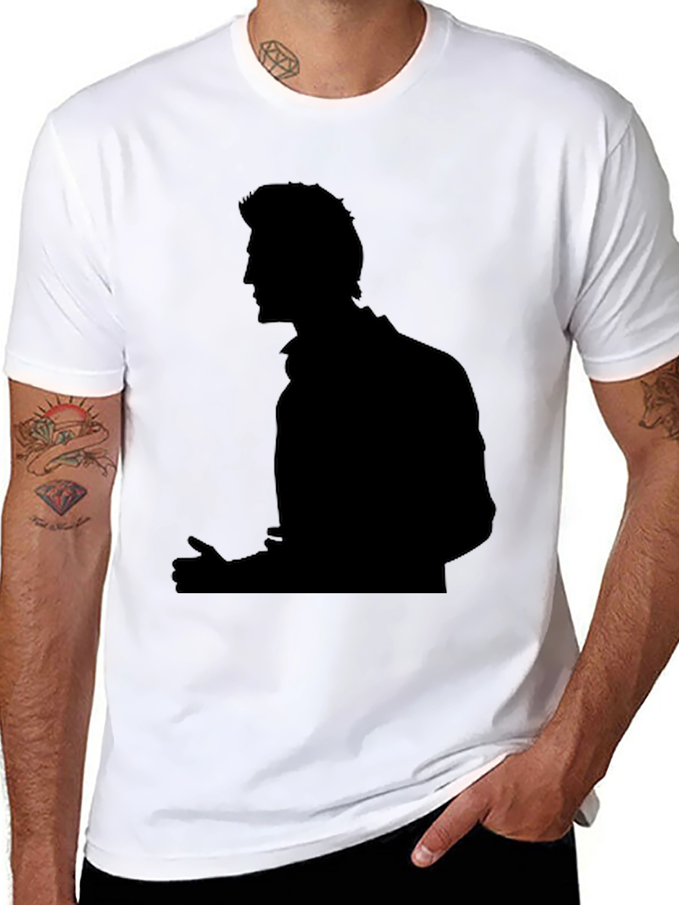 Mens Black Silhouette Graphic T-Shirt