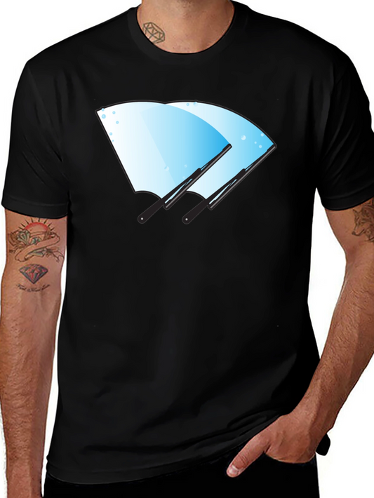 Windshield Wiper Graphic Tee - Black Cotton Shirt