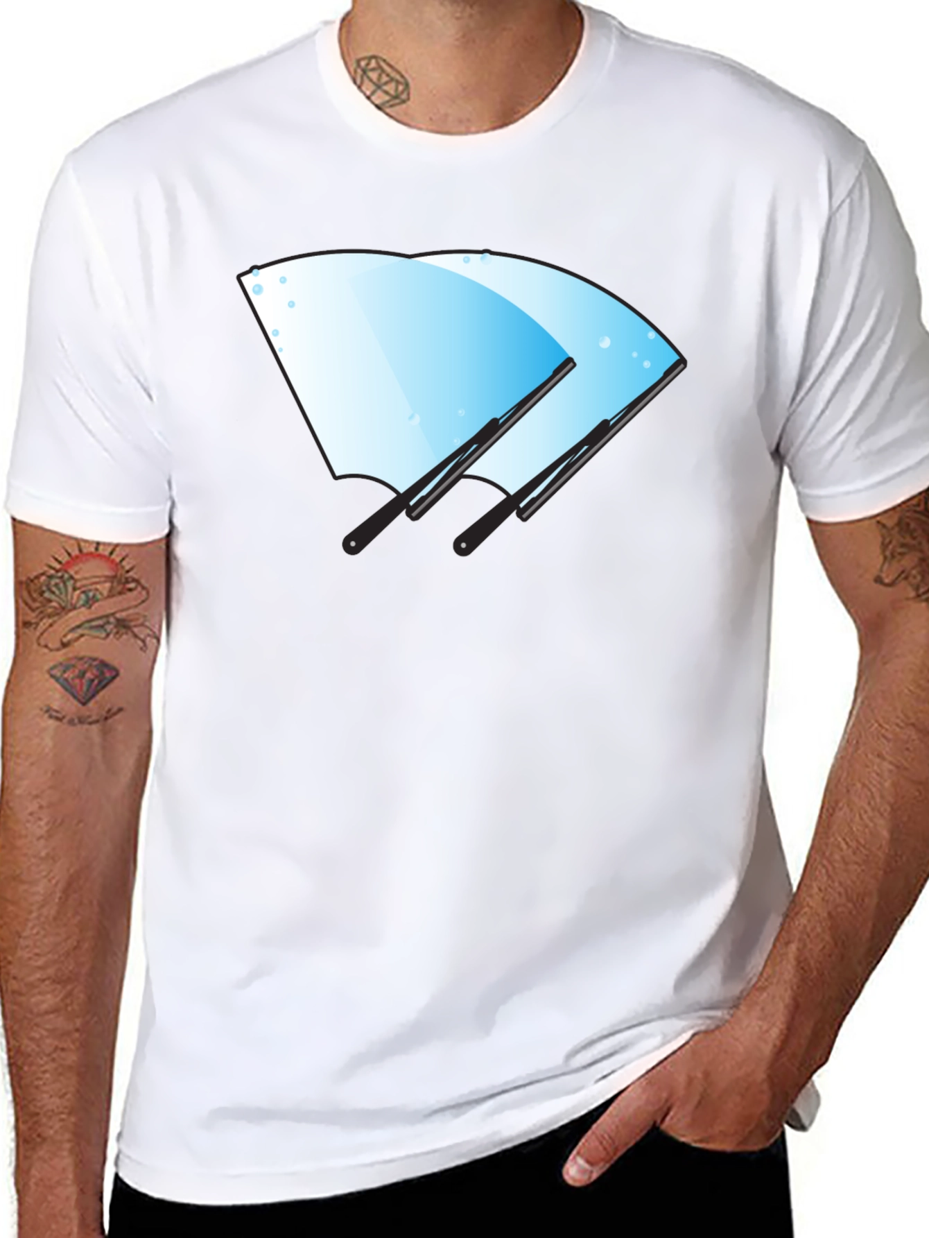 Windshield Wiper Graphic Tee - Black Cotton Shirt