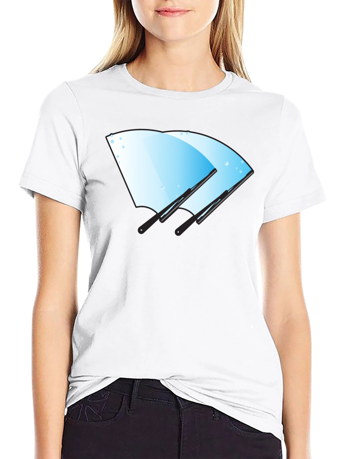 Windshield Wiper Graphic Tee - Black Cotton Shirt