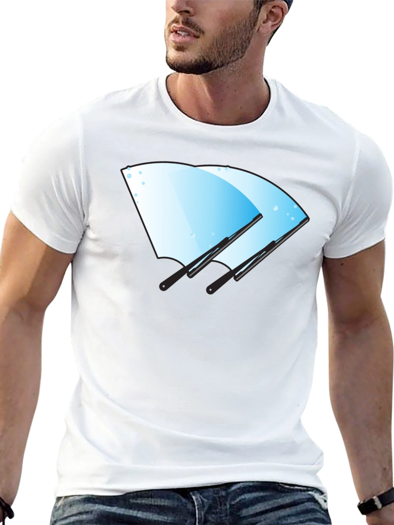 Windshield Wiper Graphic Tee - Black Cotton Shirt