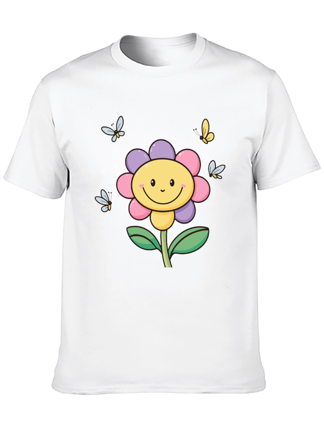 Happy Flower Graphic Tee - Black T-Shirt