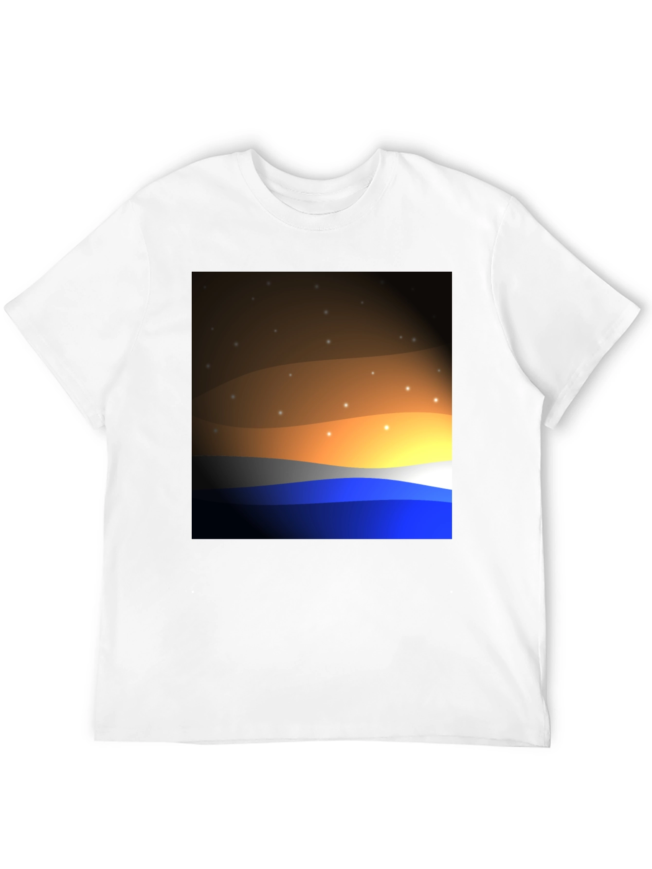 Sunset Wave Graphic T-Shirt - Black Cotton Blend