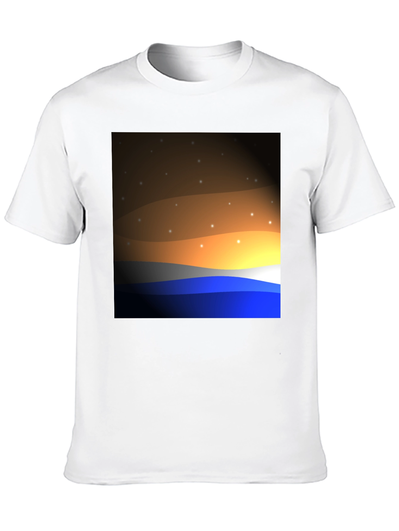 Sunset Wave Graphic T-Shirt - Black Cotton Blend