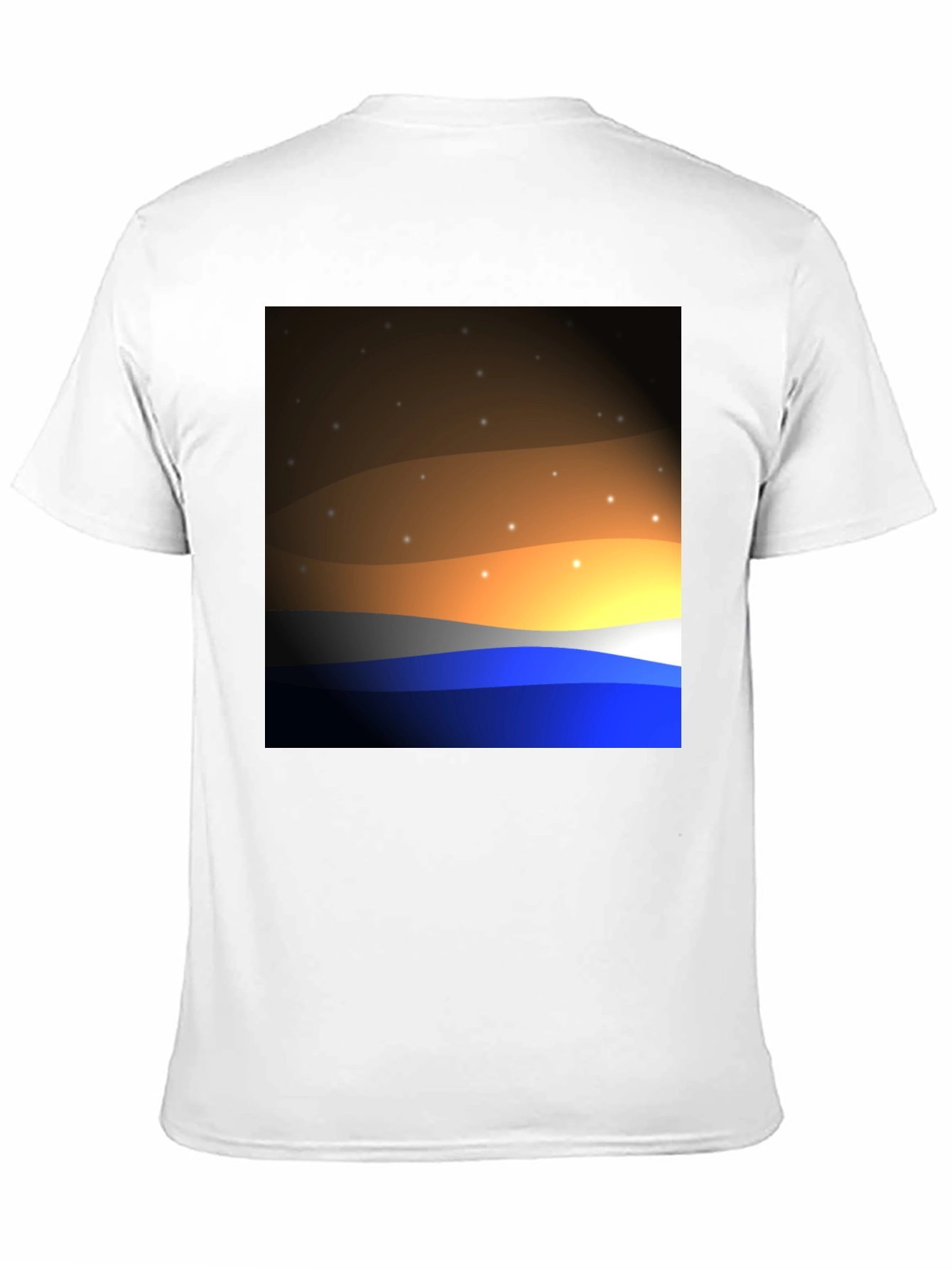 Sunset Wave Graphic T-Shirt - Black Cotton Blend
