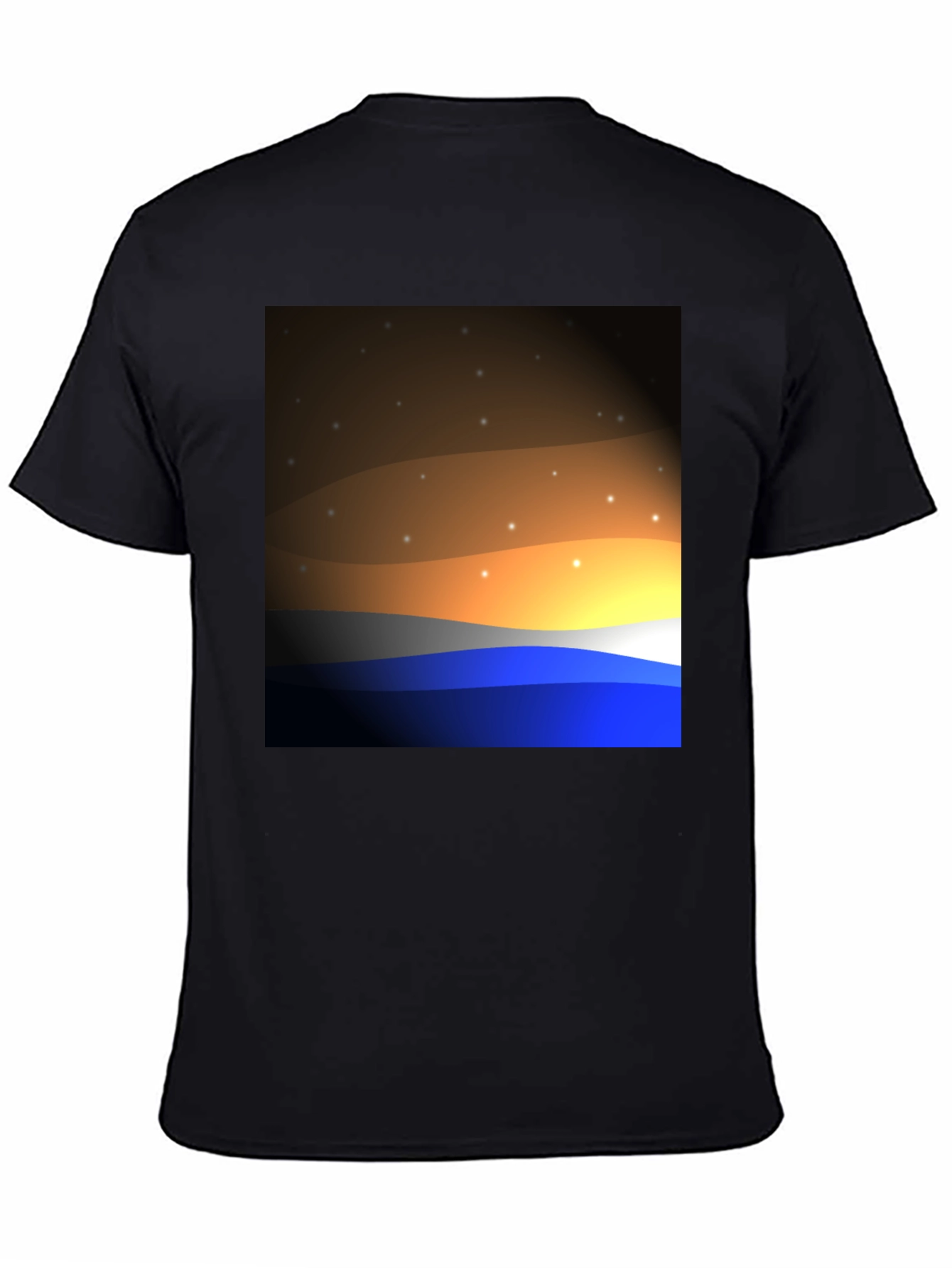Sunset Wave Graphic T-Shirt - Black Cotton Blend
