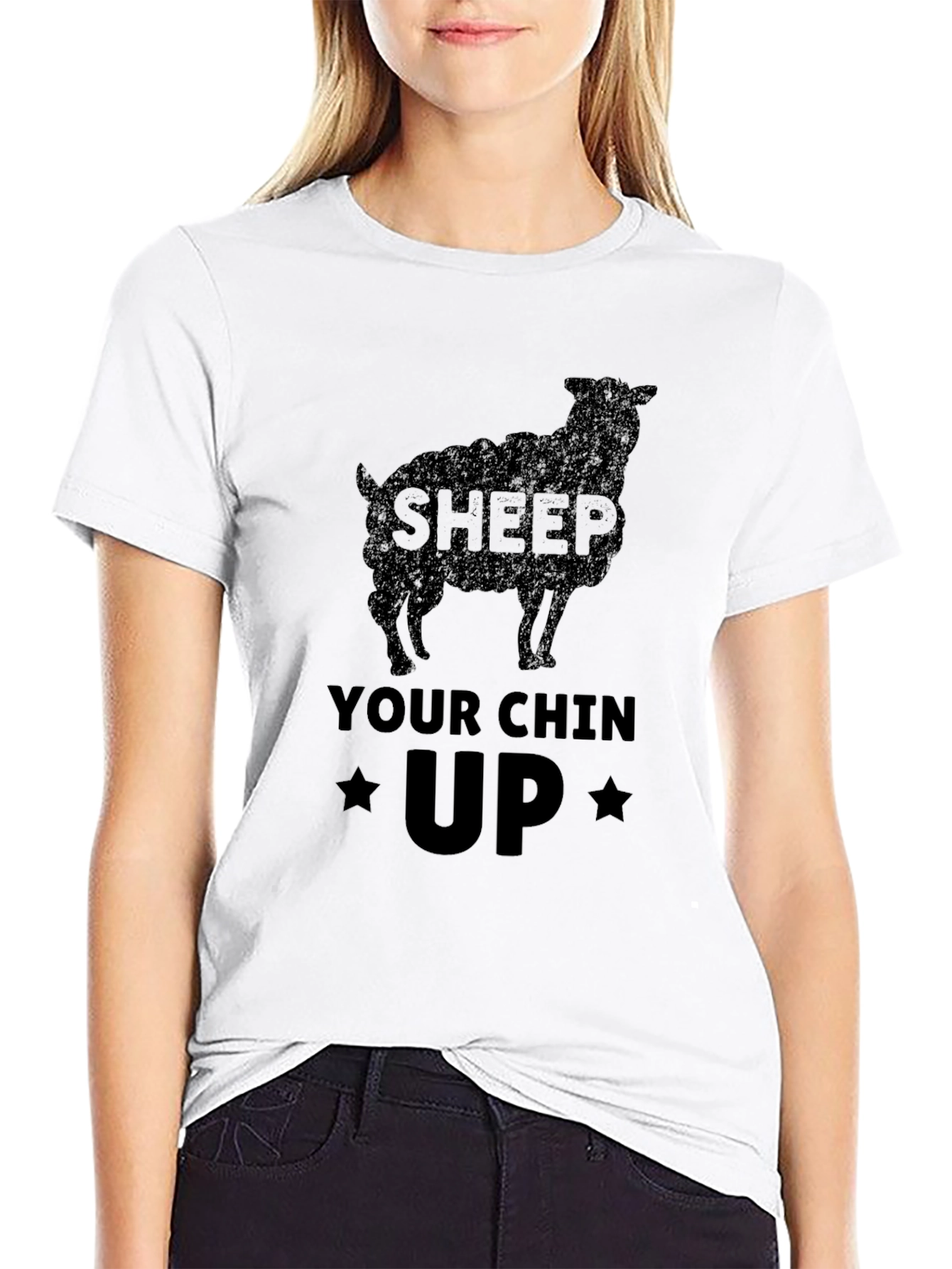 Sheep Your Chin Up Black Graphic T-Shirt