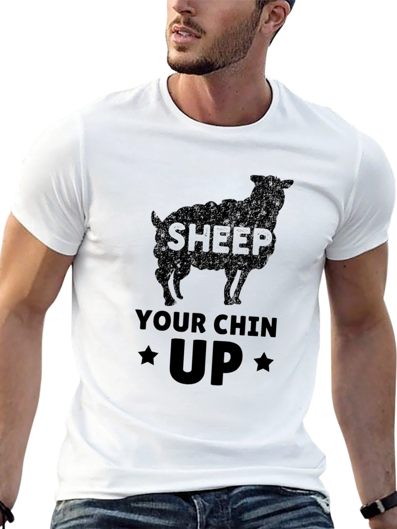 Sheep Your Chin Up Black Graphic T-Shirt