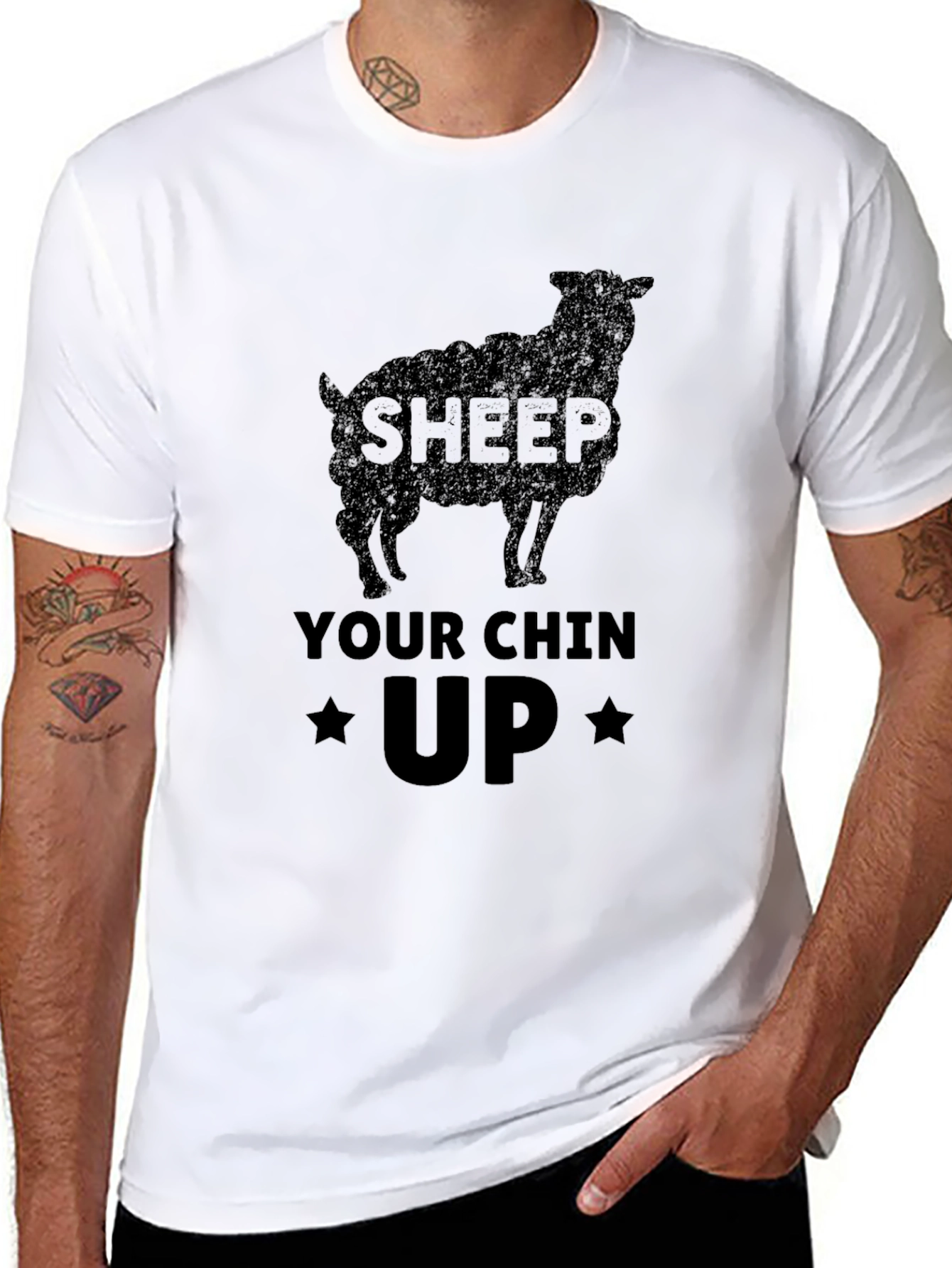 Sheep Your Chin Up Black Graphic T-Shirt