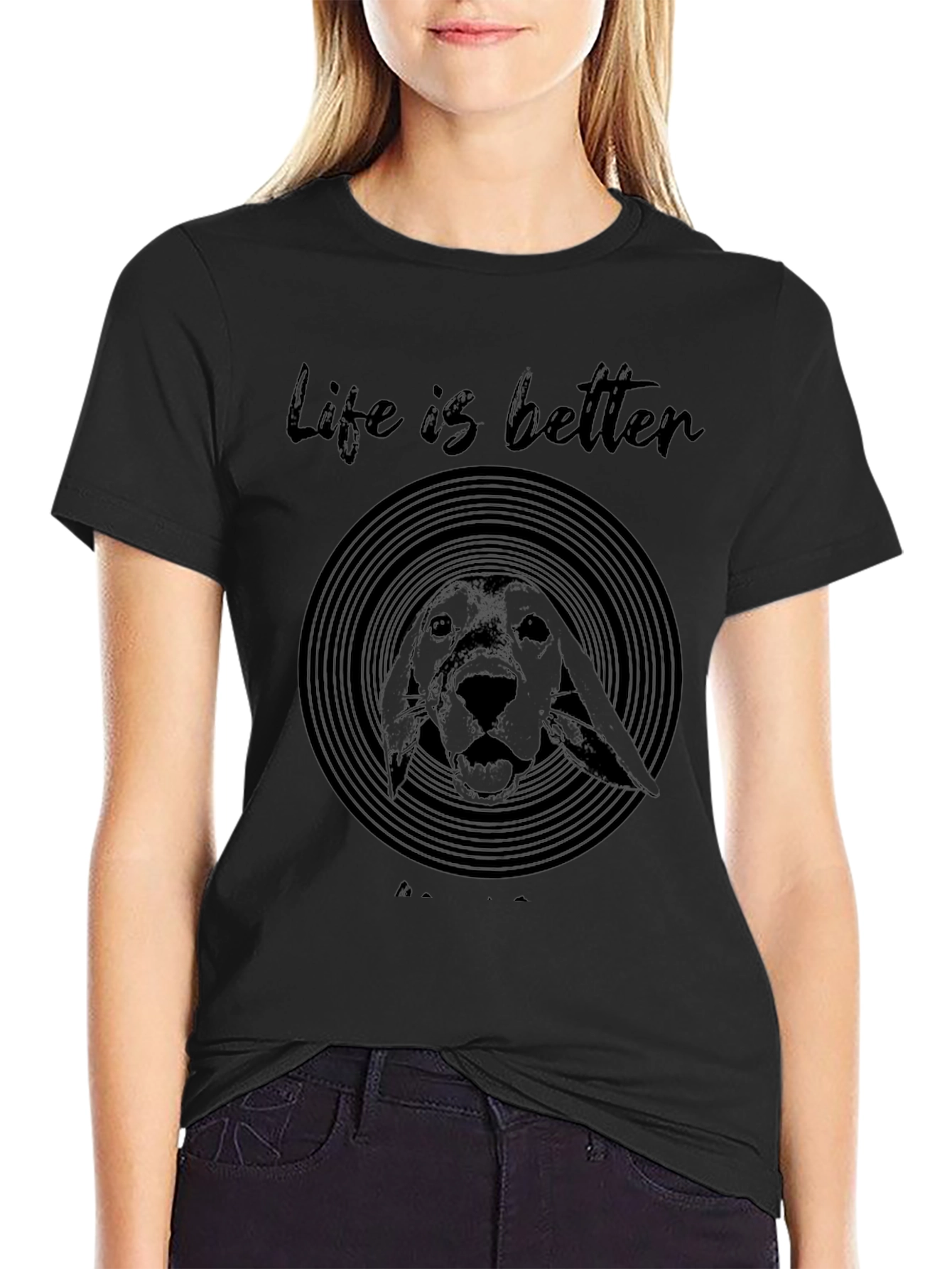 Life is Better With a Dog Black T-Shirt