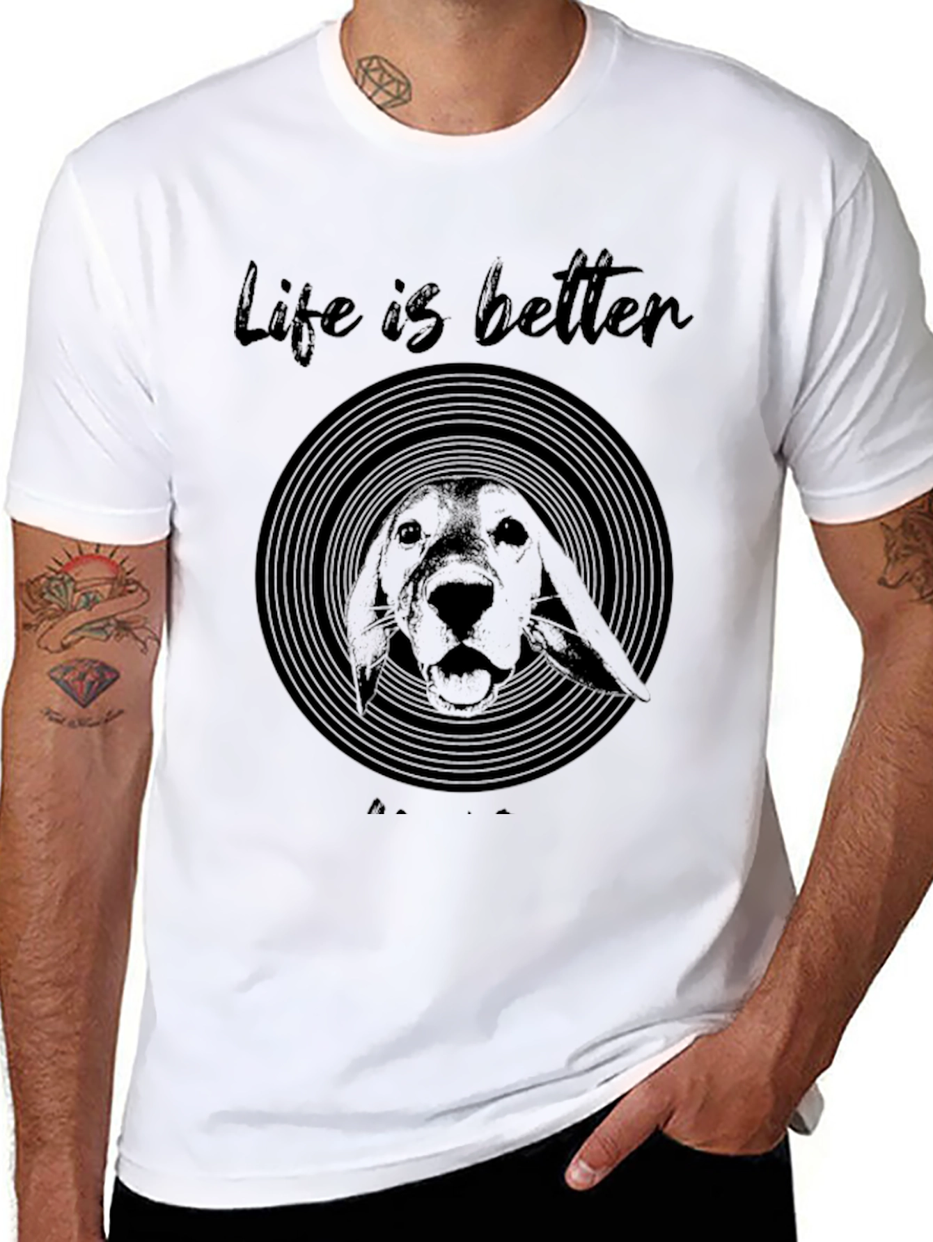 Life is Better With a Dog Black T-Shirt