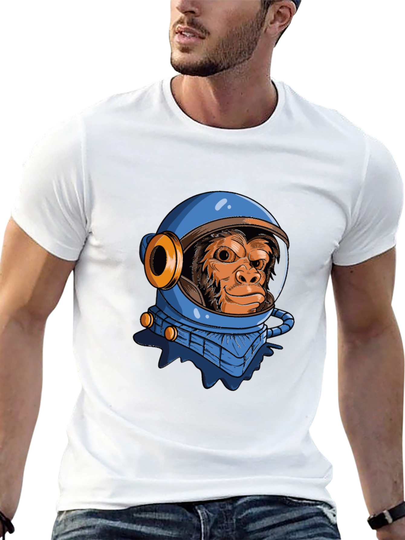 Monkey Astronaut Graphic T-Shirt - Space Chimpanzee Tee