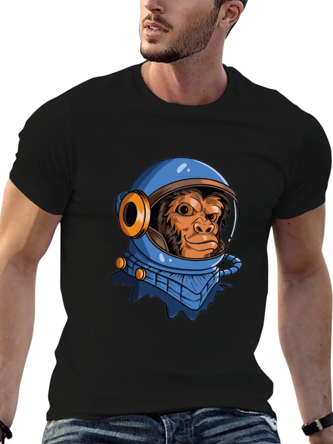 Monkey Astronaut Graphic T-Shirt - Space Chimpanzee Tee