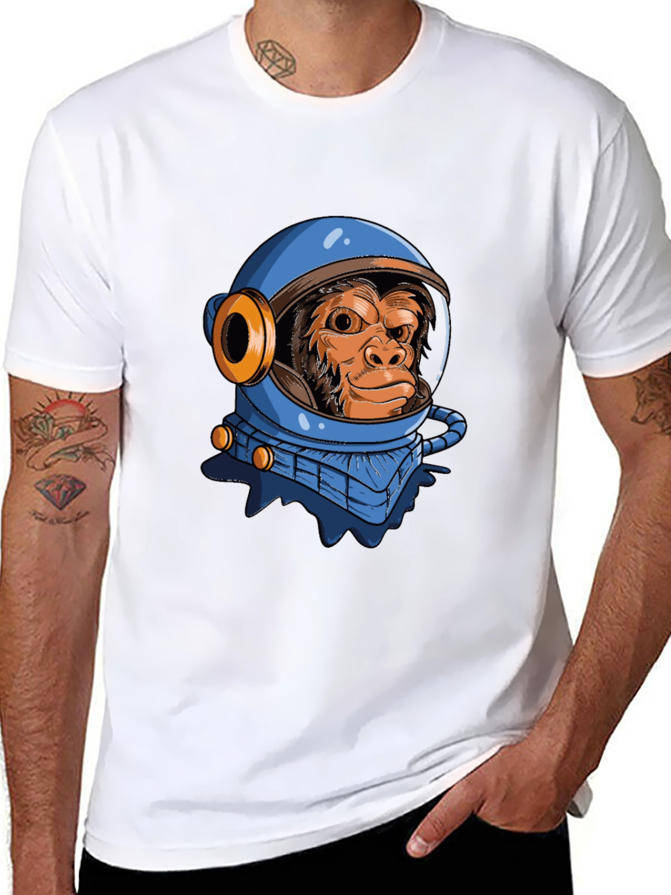 Monkey Astronaut Graphic T-Shirt - Space Chimpanzee Tee