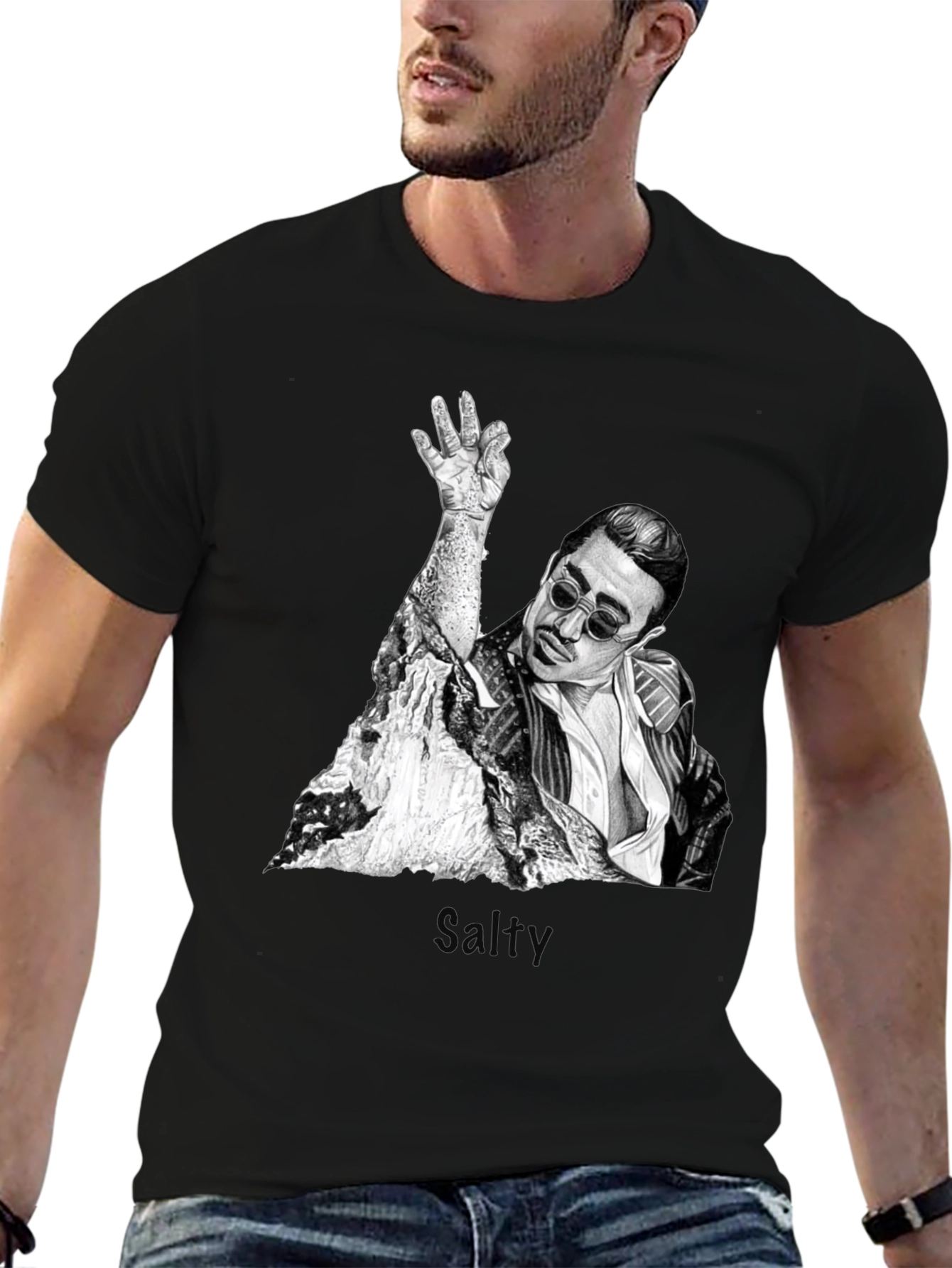 Salt Bae Graphic T-Shirt - Trendy Black Tee