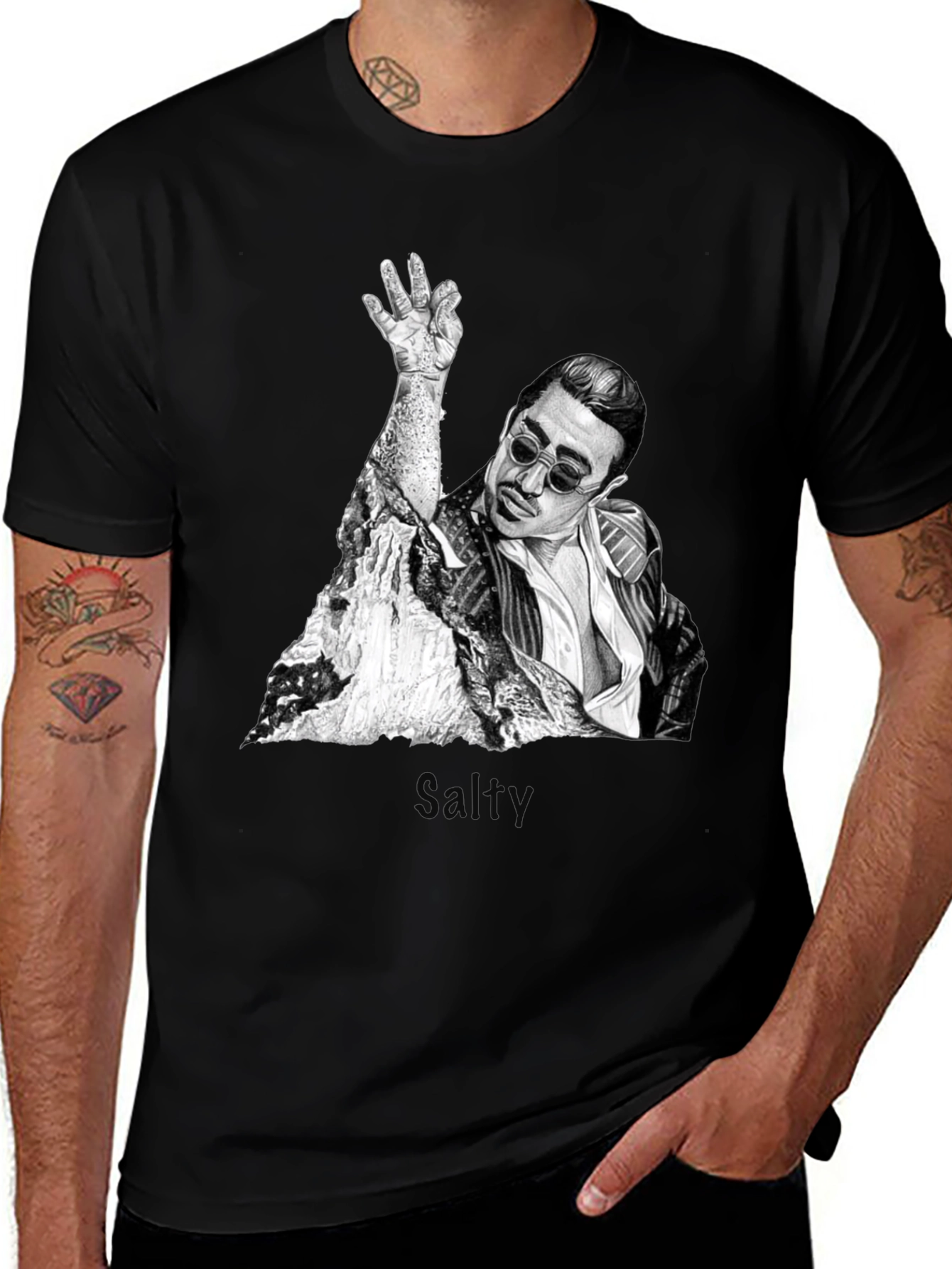 Salt Bae Graphic T-Shirt - Trendy Black Tee