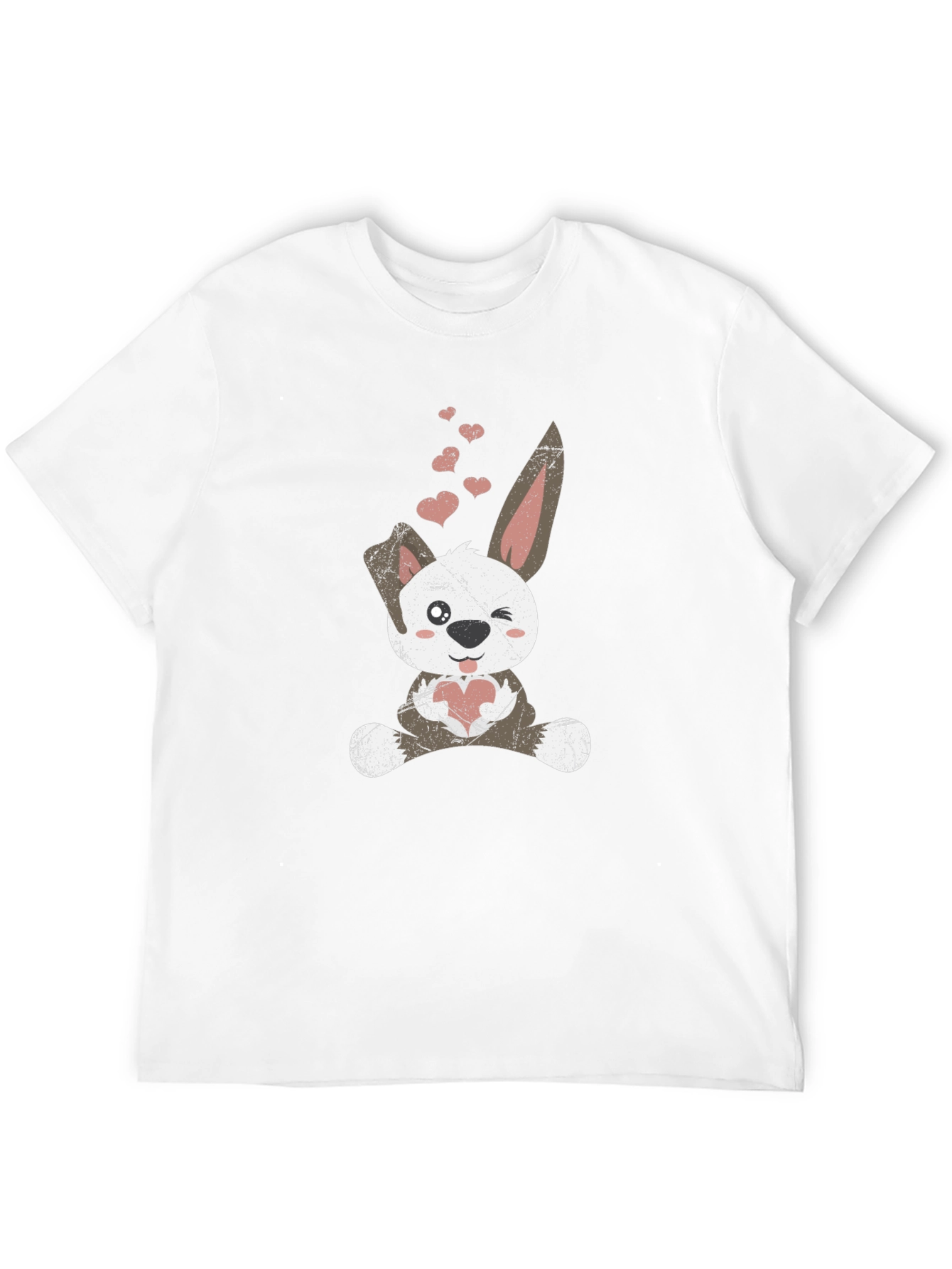 Cute Bunny Heart Valentines Day Black T-Shirt