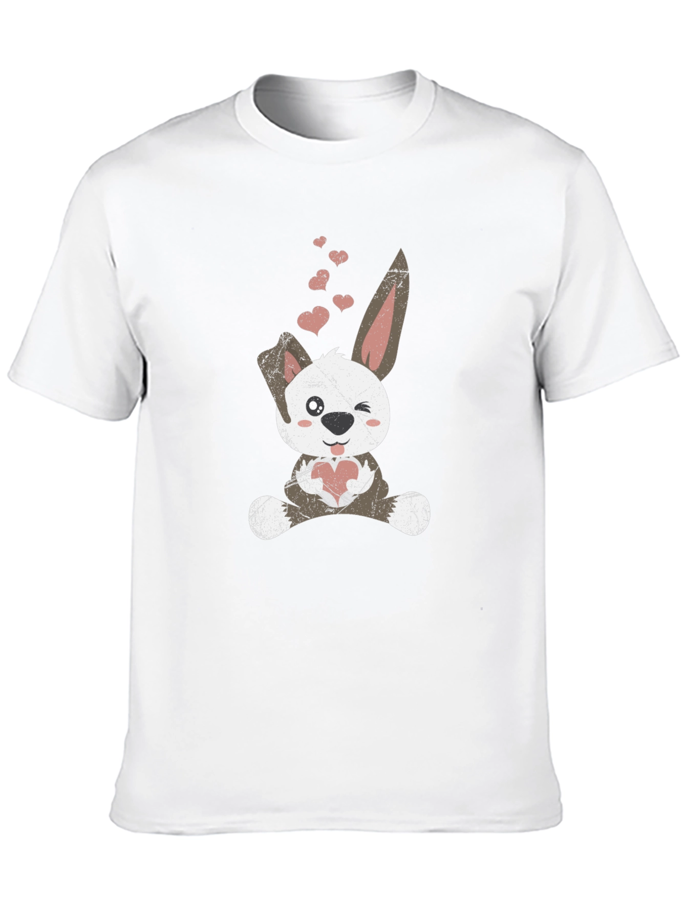 Cute Bunny Heart Valentines Day Black T-Shirt