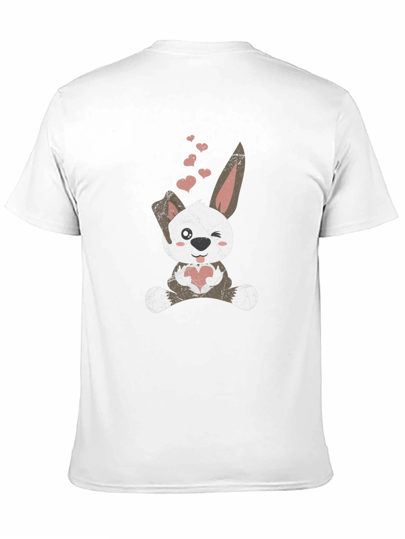 Cute Bunny Heart Valentines Day Black T-Shirt